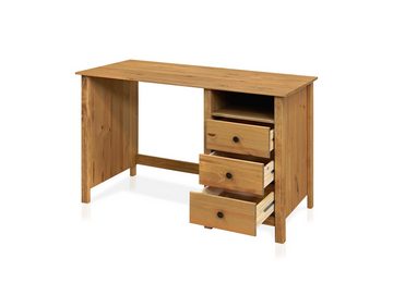 Moebel-Eins Schreibtisch, TOBINO Schreibtisch, Material Massivholz, Kiefer gewachst