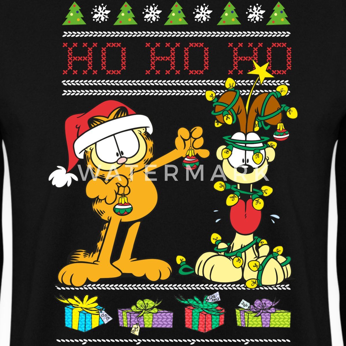 Spreadshirt Sweatshirt Garfield Und Odie Hohoho Ugly Christmas Weihnachten günstig online kaufen