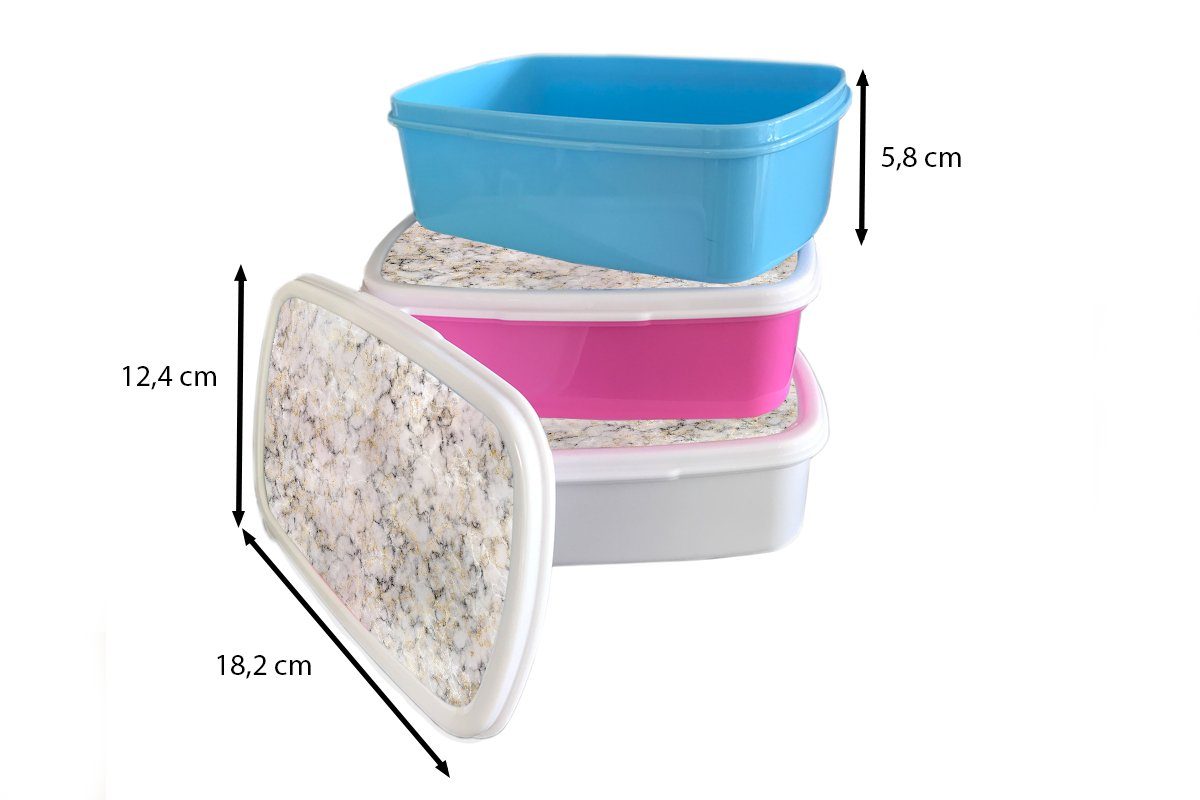MuchoWow Lunchbox Marmor - (2-tlg), Kunststoff, - für und Edelsteine, Mädchen Brotdose, für weiß und Abstrakt Erwachsene, Brotbox Achat Kinder Jungs 