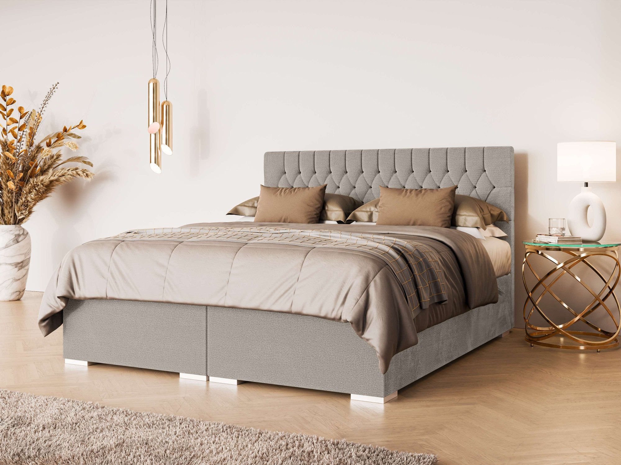 Home affaire Bett ALIY mit Matratze und Topper, in 3 Breiten (140, 160 und 180 cm), Boxspringbett mit Kopfteil, Bettkasten, Matratze (BFK/TFK) und Topper