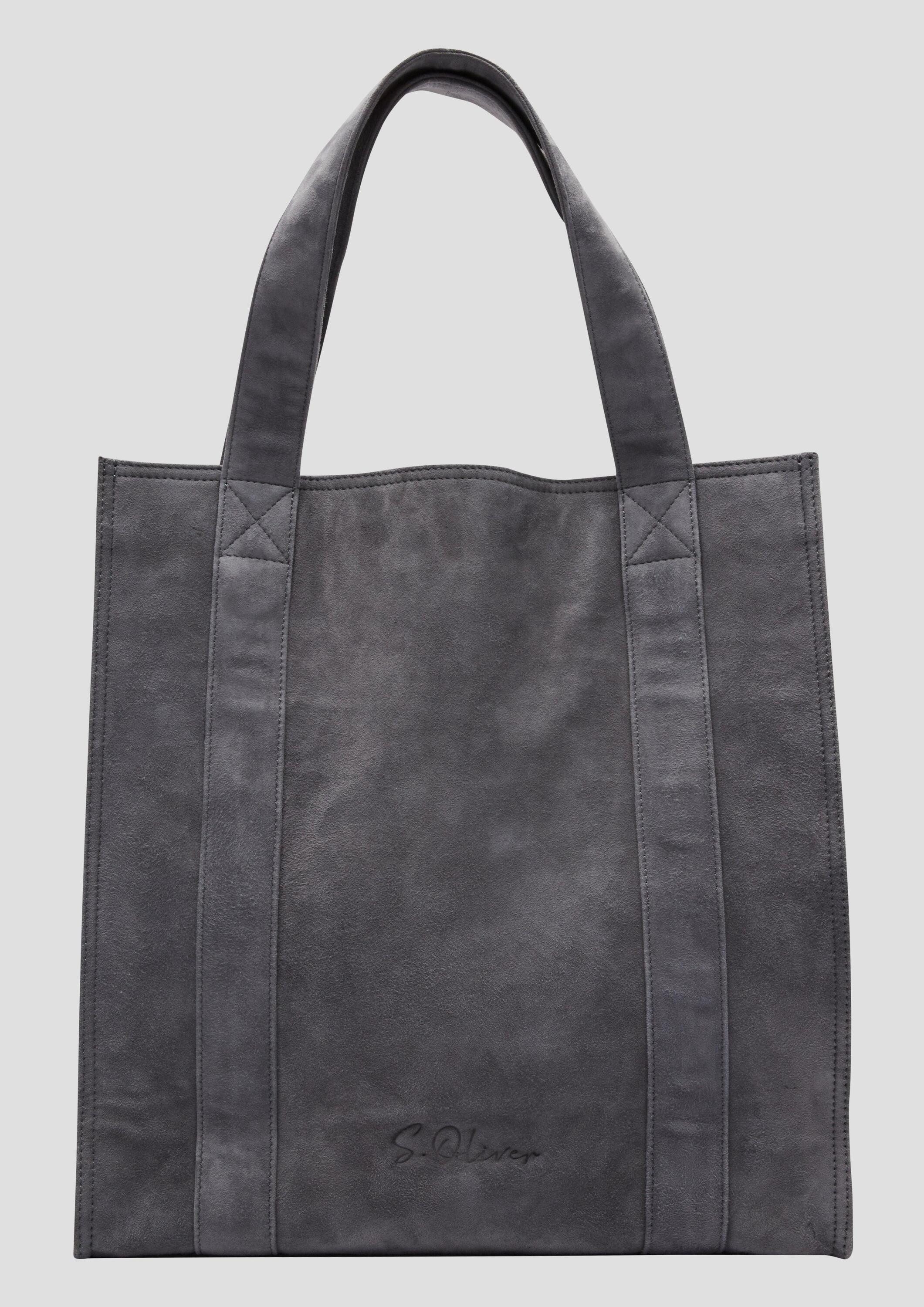 s.Oliver Shopper Tasche, Edler Veloursleder-Shopper mit Logo-Prägung