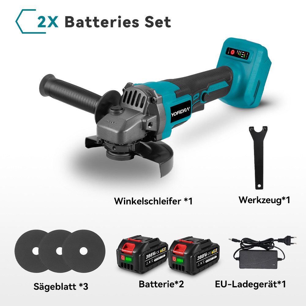 ONEVAN Akku-Winkelschleifer 125 mm Bürstenloser Winkelschleifer günstig online kaufen