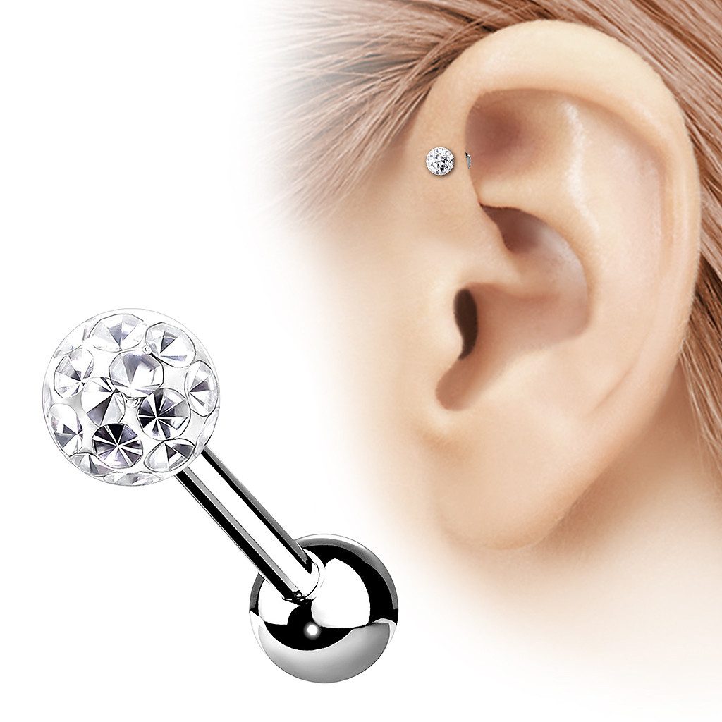 Taffstyle Piercing-Set Tragus Epoxy beschichtet Kristall Silber Clear 1,2mm günstig online kaufen