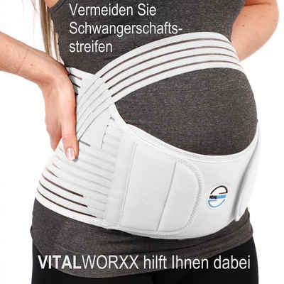 VITALWORXX Schwangerschaftsgürtel Schwangerschaftsgurt mit Gebrauchsanleitung (3 teiliges Set) zur Vermeidung von Schwangerschaftsstreifen