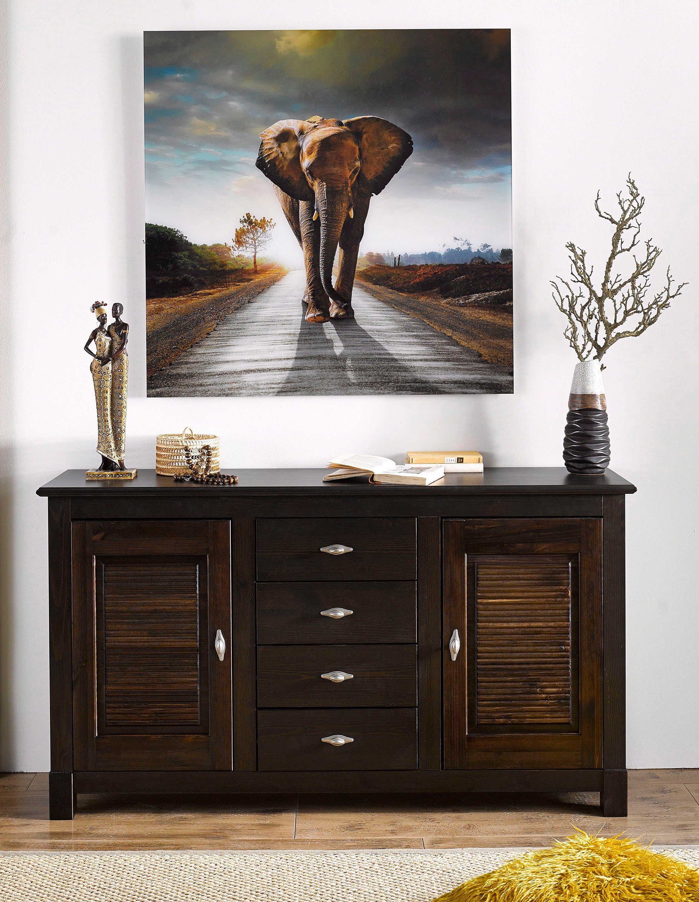 OTTO home Sideboard Rauna, Kommode, Landhausstil (B/T/H: 150/37/84 cm), Kommode, FSC®-zertifiziertes Massivholz, Breite 150 cm