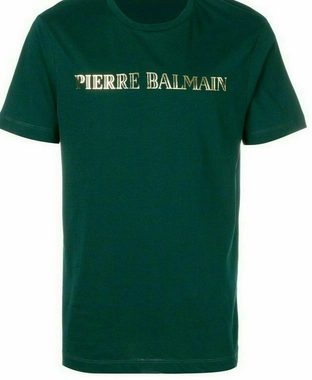 Balmain T-Shirt Pierre Balmain Men's Iconic Top LOGOSHIRT DARK GREEN Gold T-Shirt