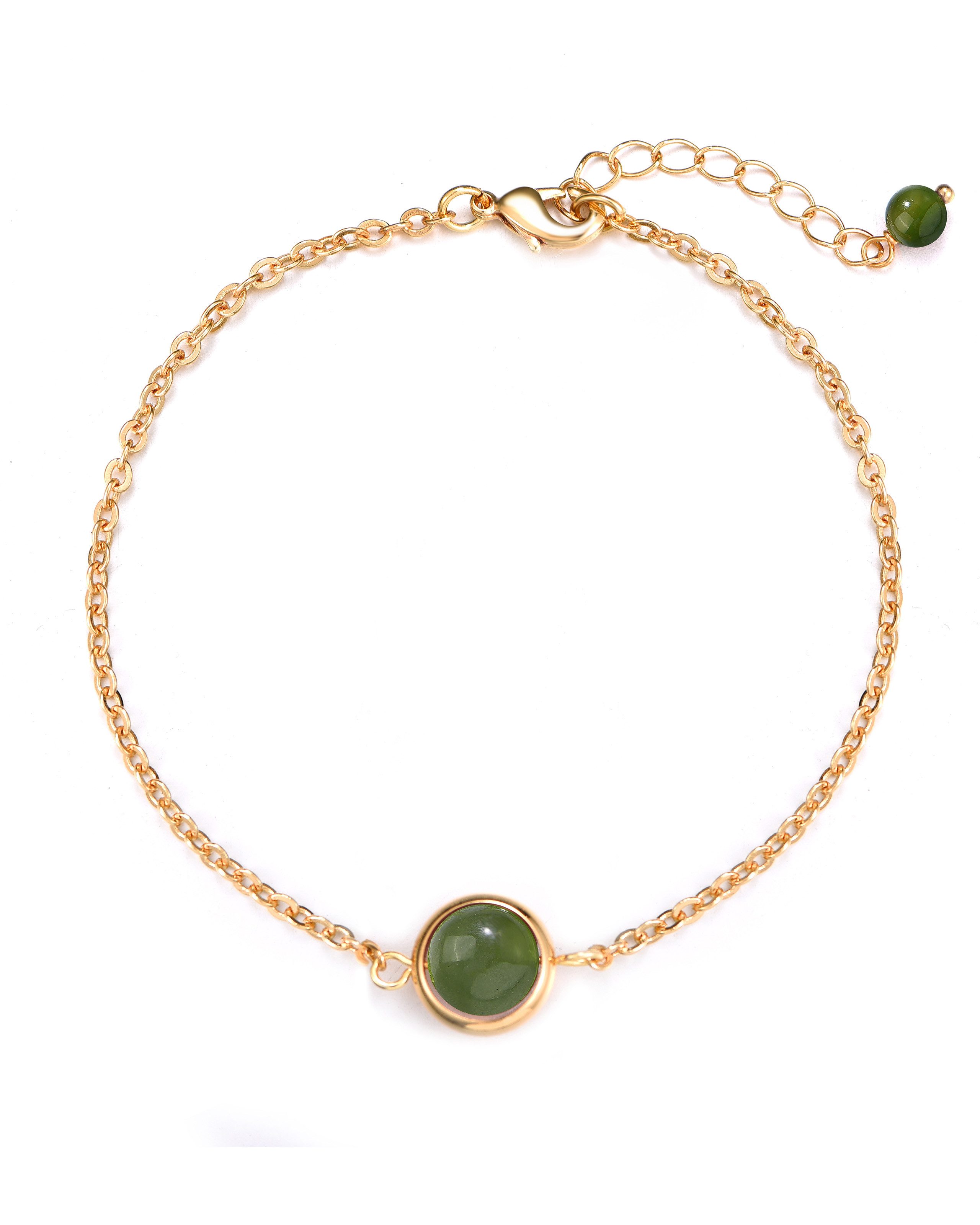 MayTree Armband Rondo, chinesische Jade (Stück, 1-tlg), 18K vergoldete Kupferkette mit Verlängerungskette, verstellbar