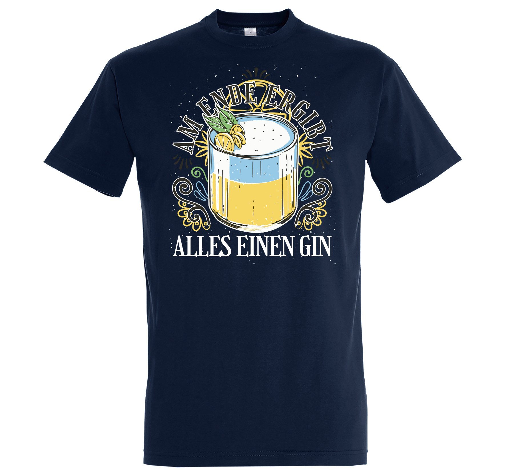 Youth Designz T-Shirt Am Ende ergibt alles einen Gin Herren Shirt Mit Lustigem Aufdruck Navy