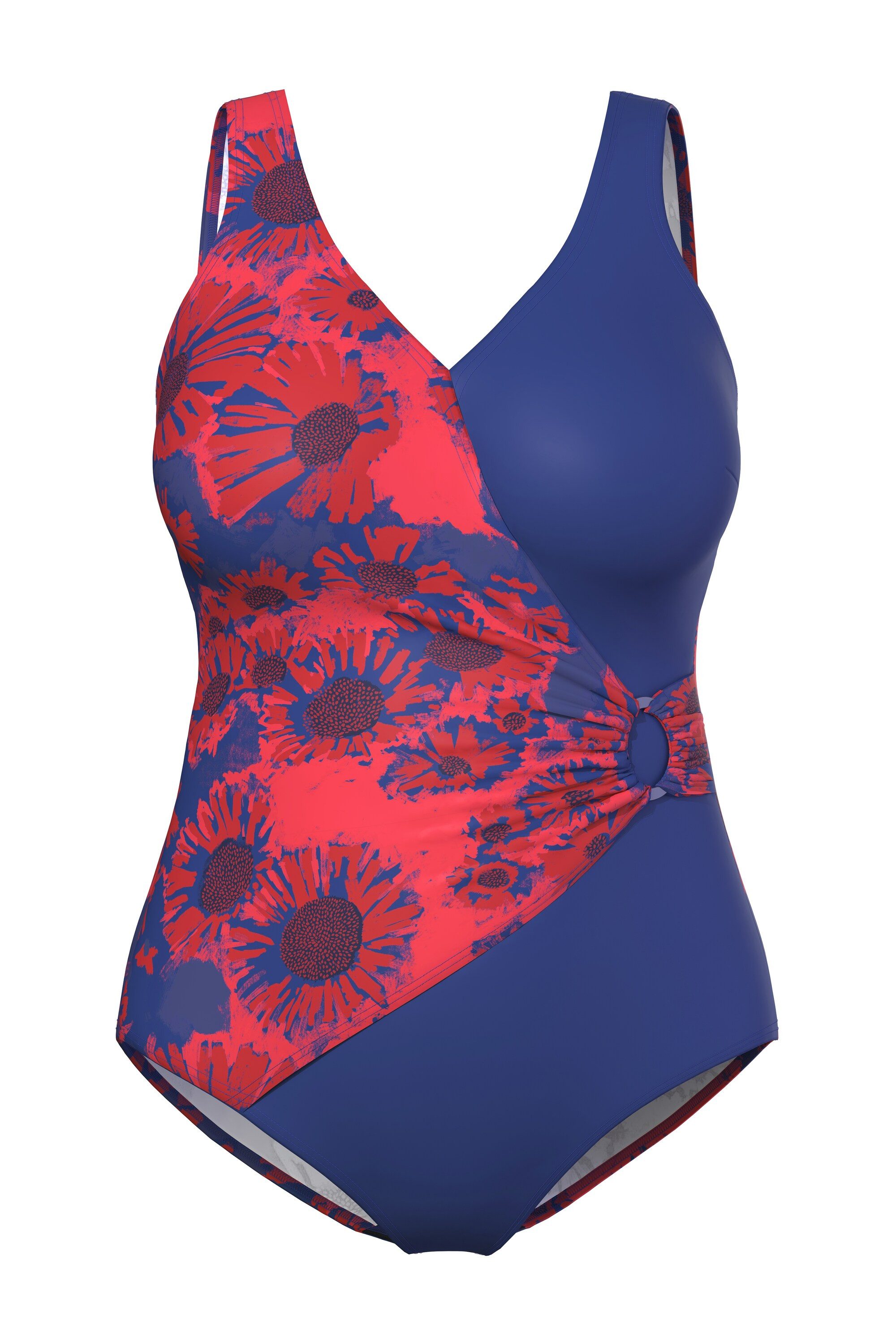 Ulla Popken Badeanzug Badeanzug Wickeleffekt Softcups Zierschnalle günstig online kaufen