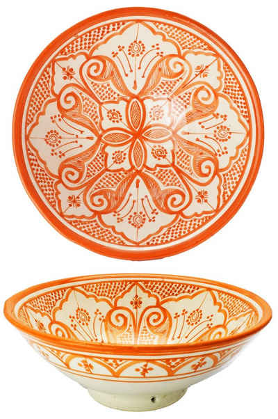 Marrakesch Orient & Mediterran Interior Snackschale Orientalische Keramikschale Schale Rund Liyah Ø 25cm Groß, Handarbeit