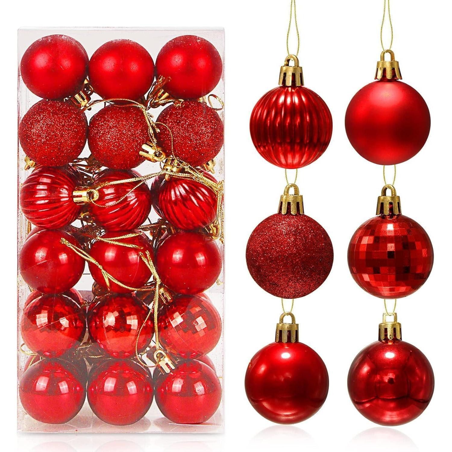 LuxusKollektion Weihnachtsbaumkugel Weihnachtskugeln 36 Stück Christbaumkugeln Kunststoff 4cm Rot (36 St)