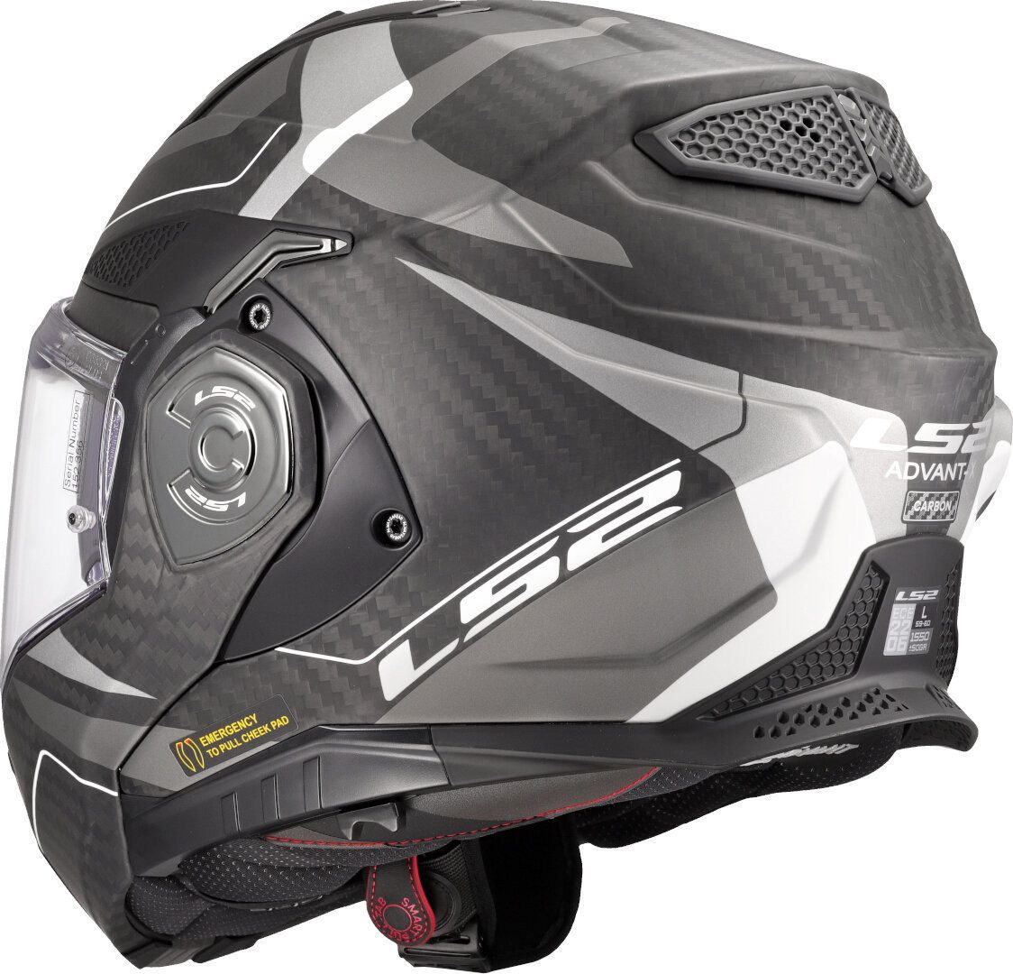 LS2 Motorradhelm FF901 Advant X Carbon Horizon Klapphelm, vorbereitet für Kommunikationssystem,Notfallsystem-Polsterung (EQ