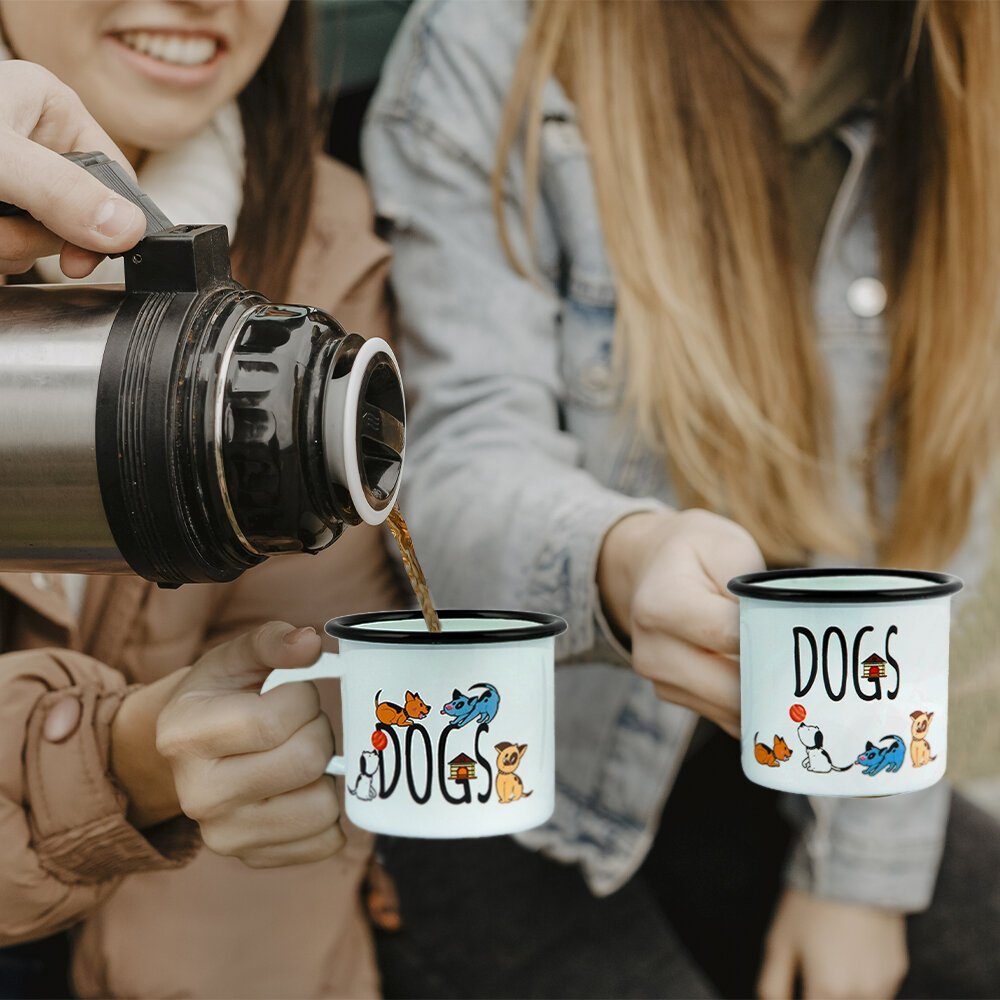 BIGGDESIGN Emaille Biggdesign Gemustert Mug Set, Tasse Dogs Rasiermug Emaille