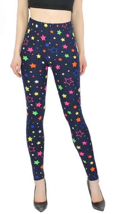 dy_mode Leggings Damen Leggings Sternen Muster Stars Print Fitnesshose Yoga Leggins mit elastischem Bund