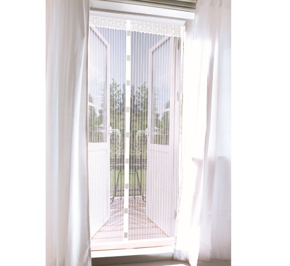 EASYmaxx Insektenschutzplissee Fliegengitter Tür, Magneten, Moskitonetz mit Magnetverschluss 90x210 cm weiß