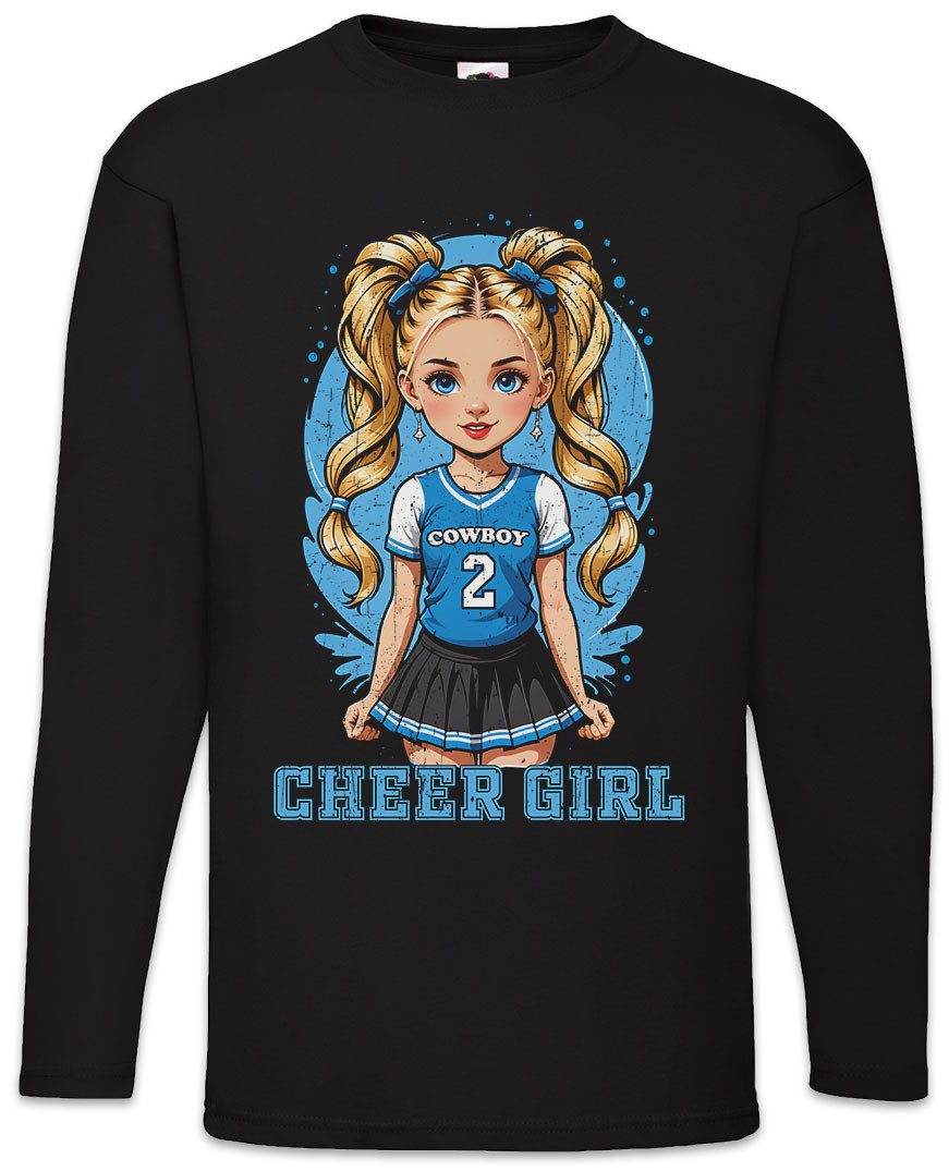 Urban Backwoods Langarmshirt Anime Comwboy Cheerleader Girl Langarm T-Shirt American Football (1-tlg) Rockabilly Texas Blue Team