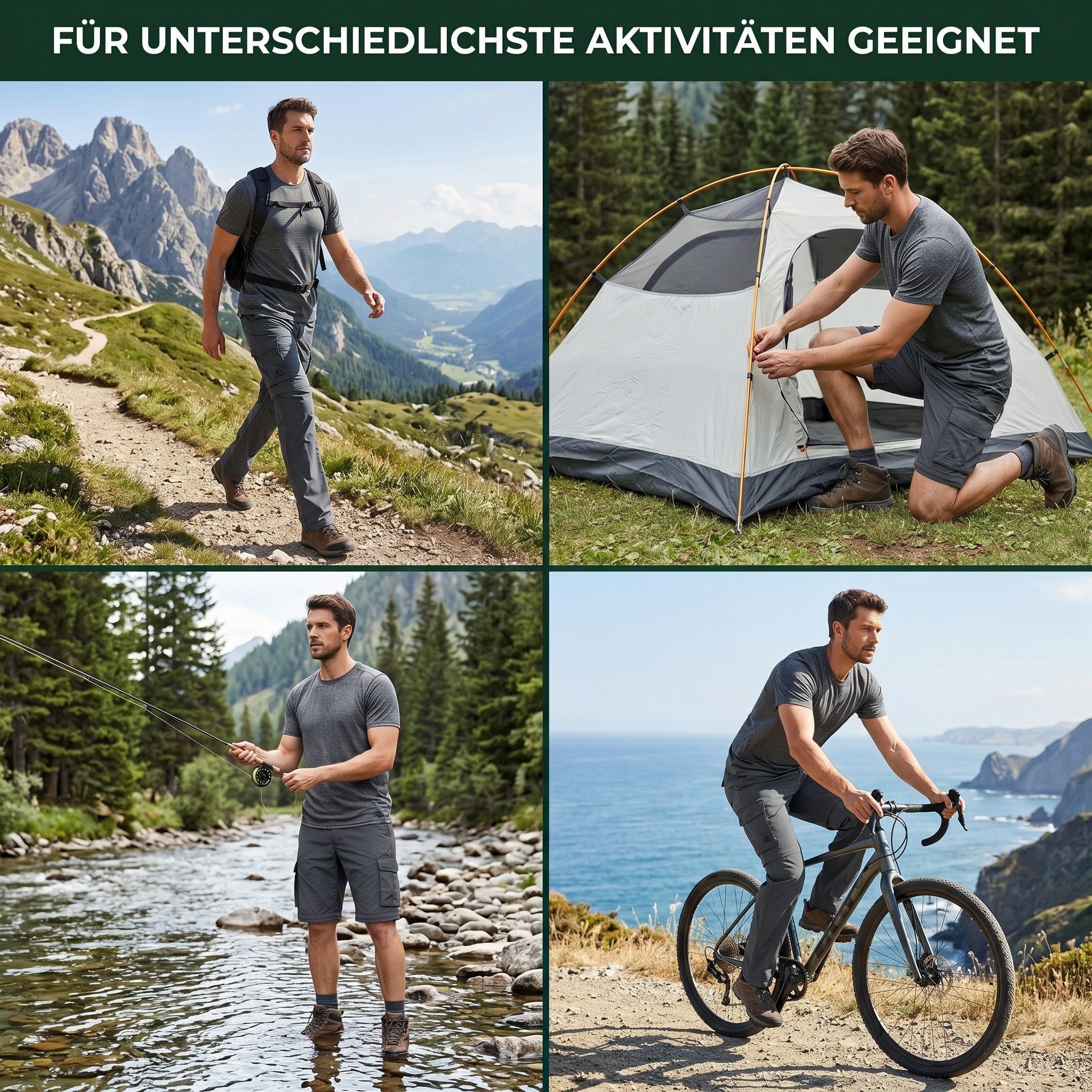 Cox Swain Trekkinghose Herren Outdoor‑Funktionshose, atmungsaktiv, schnelltrocknend leicht • robust • viele Taschen