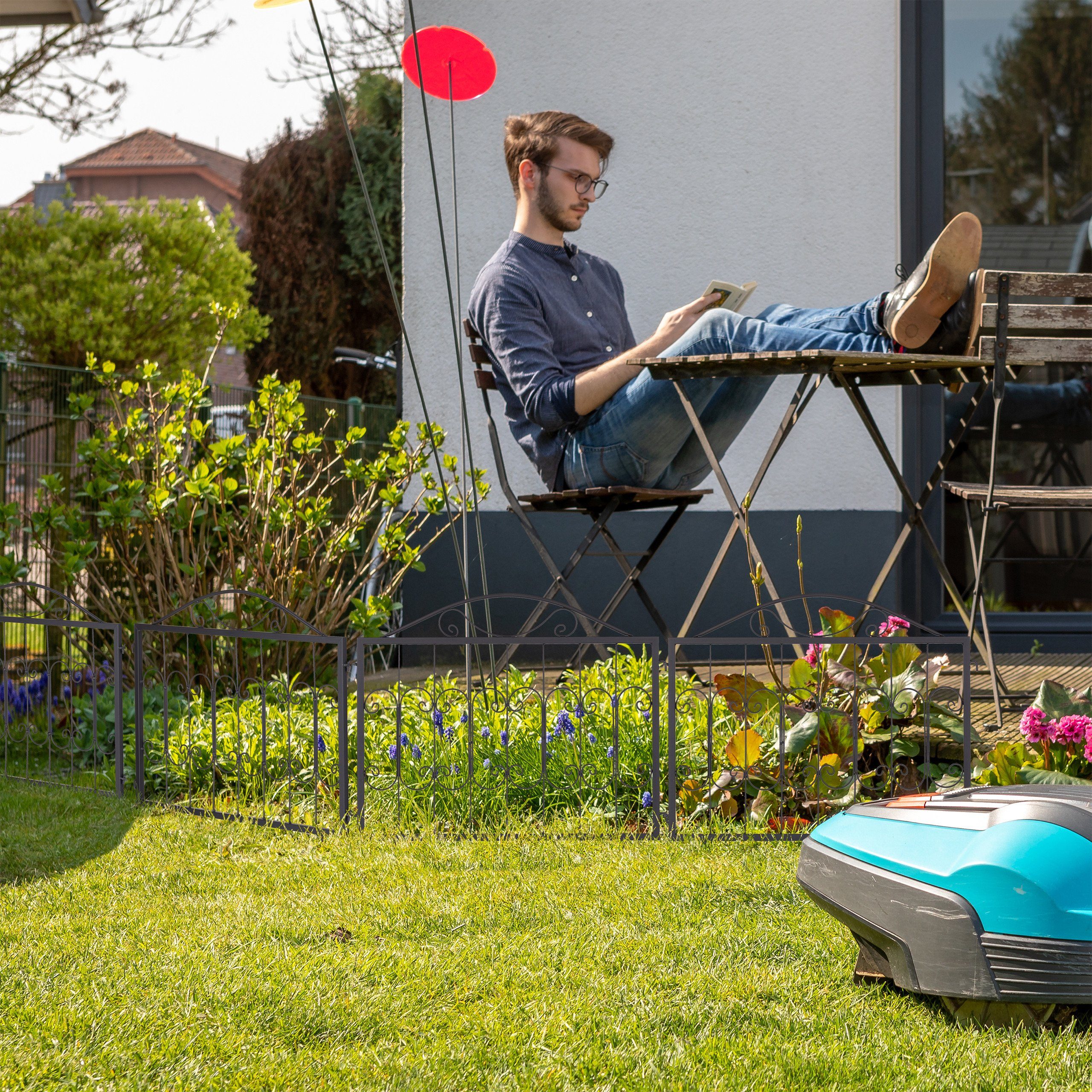 relaxdays Beetbegrenzung 4-teiliger Beetzaun aus Metall – Bild 3 von 5