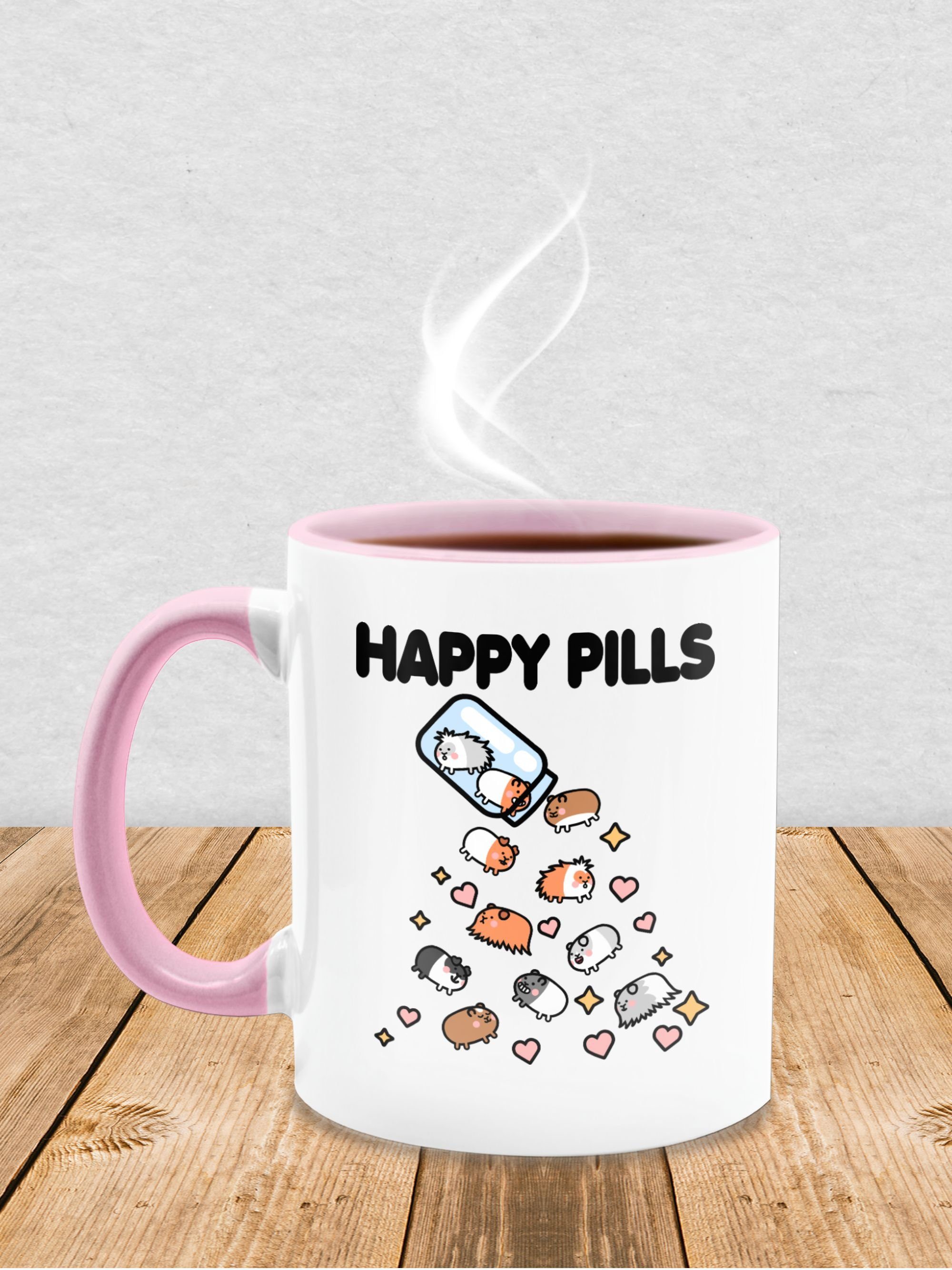 Rosa - Statement Tasse Meerschweinchen Keramik, Pills Happy Shirtracer Mrerschwein, 1