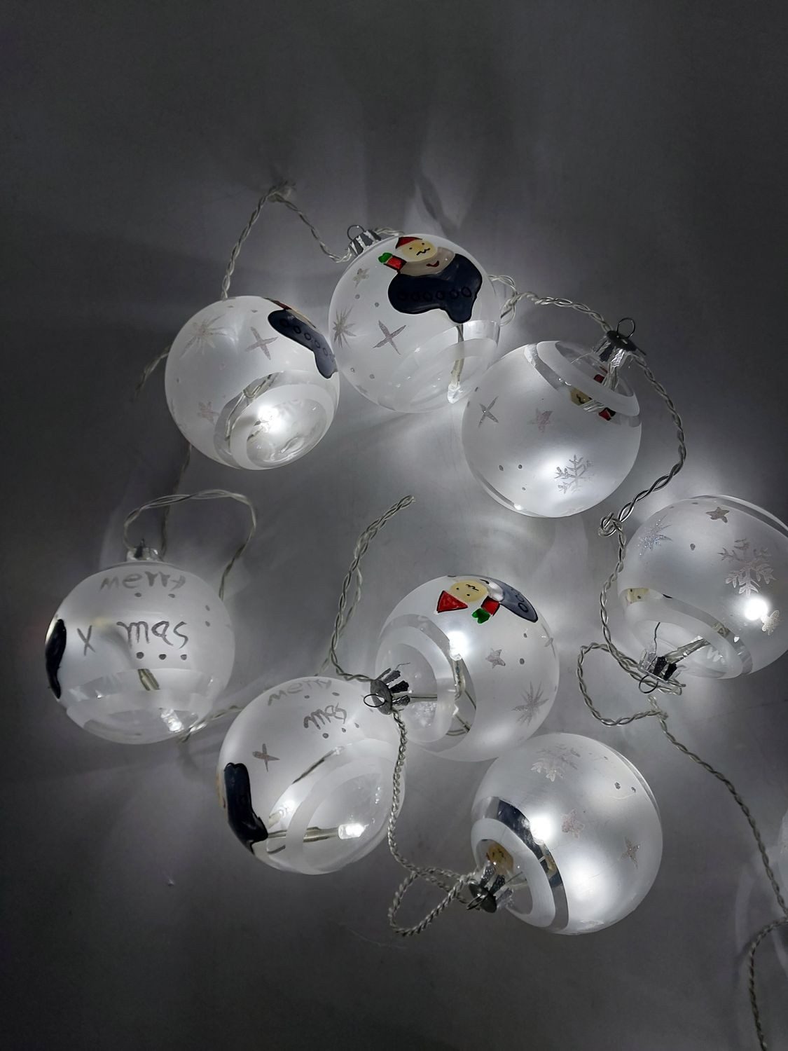 BURI Lichterkette LED Lichterkette aus Glas-Weihnachtskugeln Weihnachtsbeleuchtung Deko, Kugel