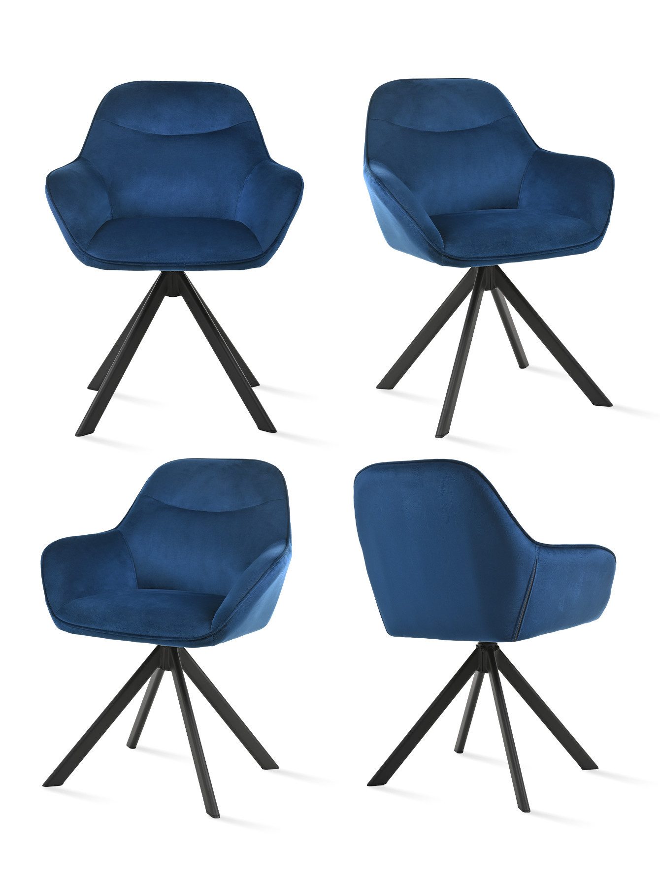 SHINEDEER Polsterstuhl (Set, 4 St), Esszimmerstuhl mit Armlehnen, Samtbezug und 360° Drehfunktion