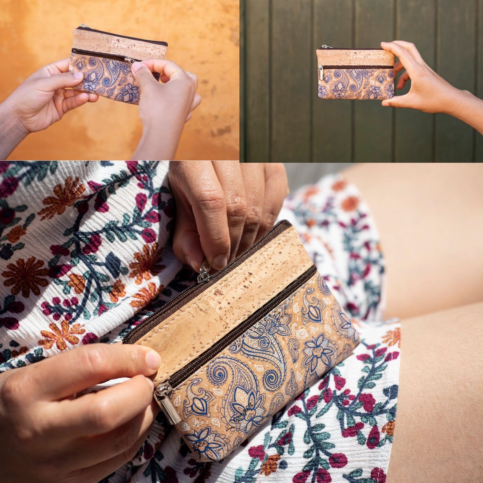 Simaru Mini Geldbörse ANCORA, Slim Wallet mit 2 Reißverschlussfächern für K günstig online kaufen