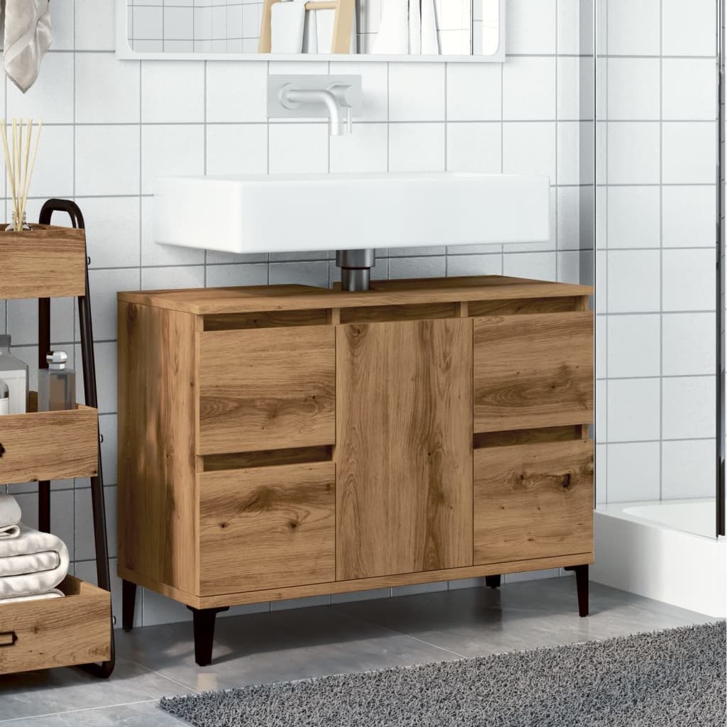 vidaXL Waschtisch NA Waschbeckenunterschrank Artisan-Eiche 80x33x60 cm Spanplatte
