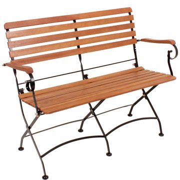 Lomadox Balkonset GARDA-120, (4-tlg), Gartenmöbel Set Sitzgruppe Bank Stühle Tisch Eukalyptus Metall