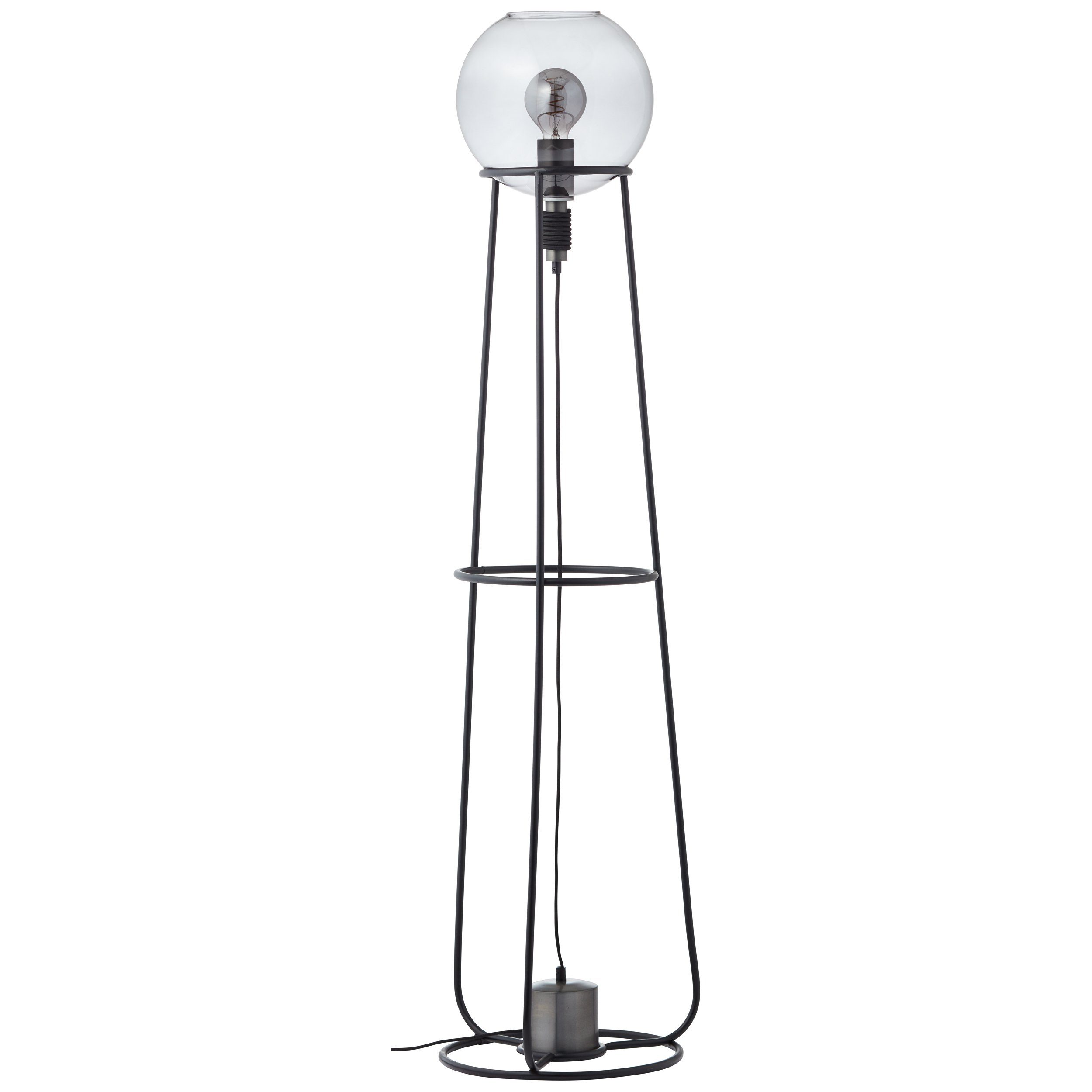 Brilliant Stehlampe Pheme, Pheme Standleuchte W A60, 1x schwarz/silber, Metall/Glas, 1flg E27, 52