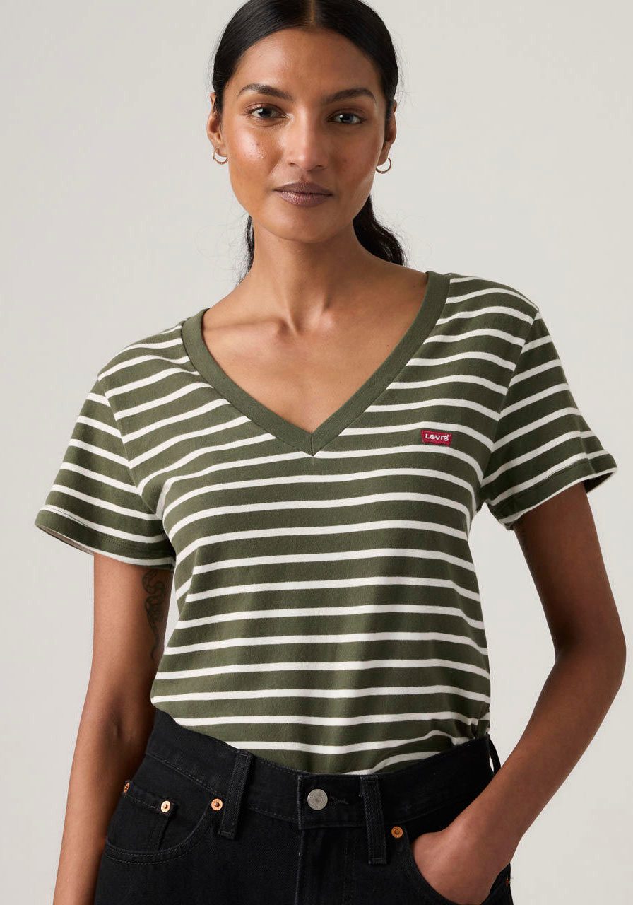 Levi's® V-Shirt PERFECT VNECK mit Mini-Batwing-Logostickerei günstig online kaufen