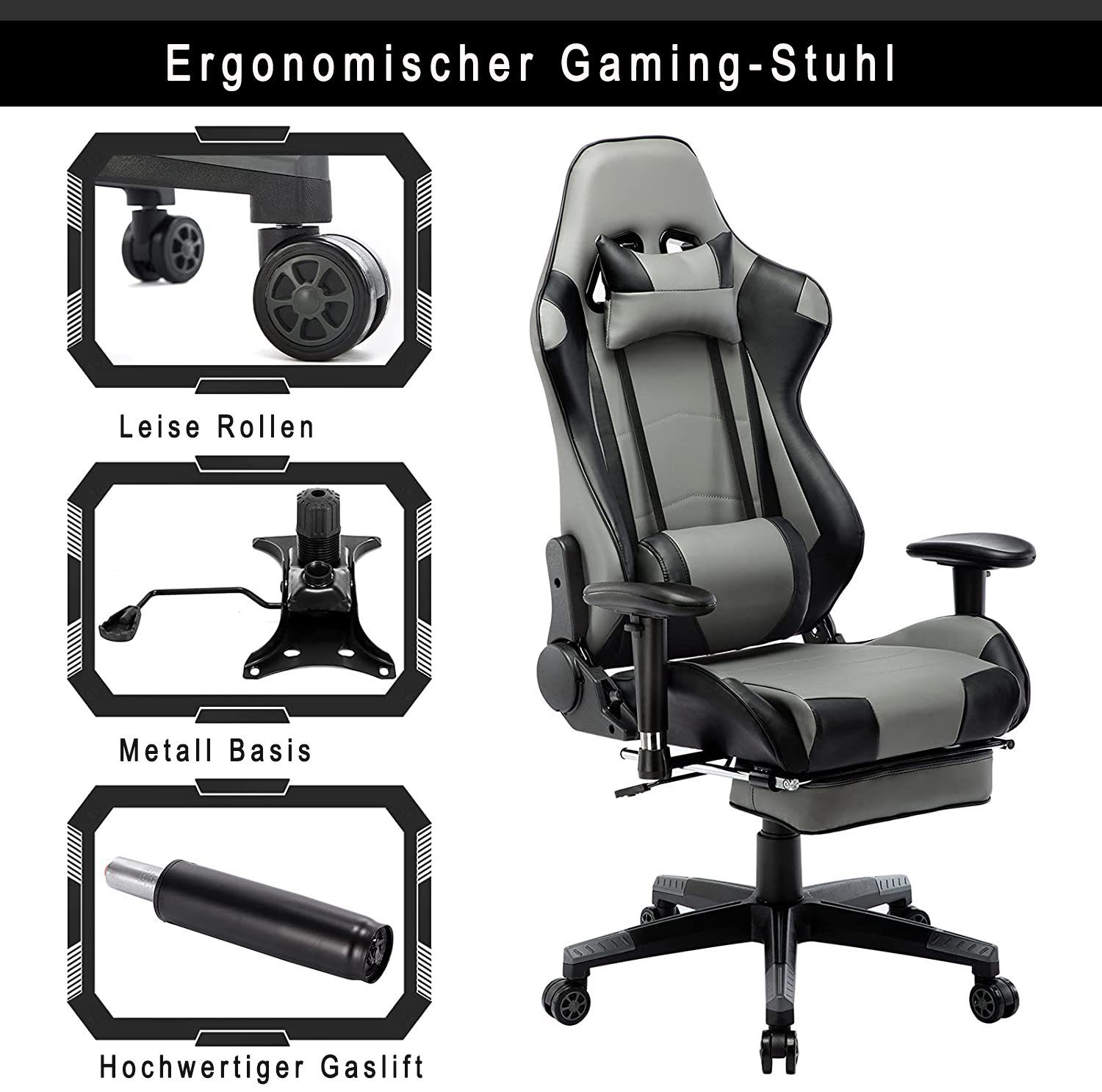 Woltu Gaming-Stuhl (1 St), Schreibtischstuhl Sportsitz, höhenverstellbar