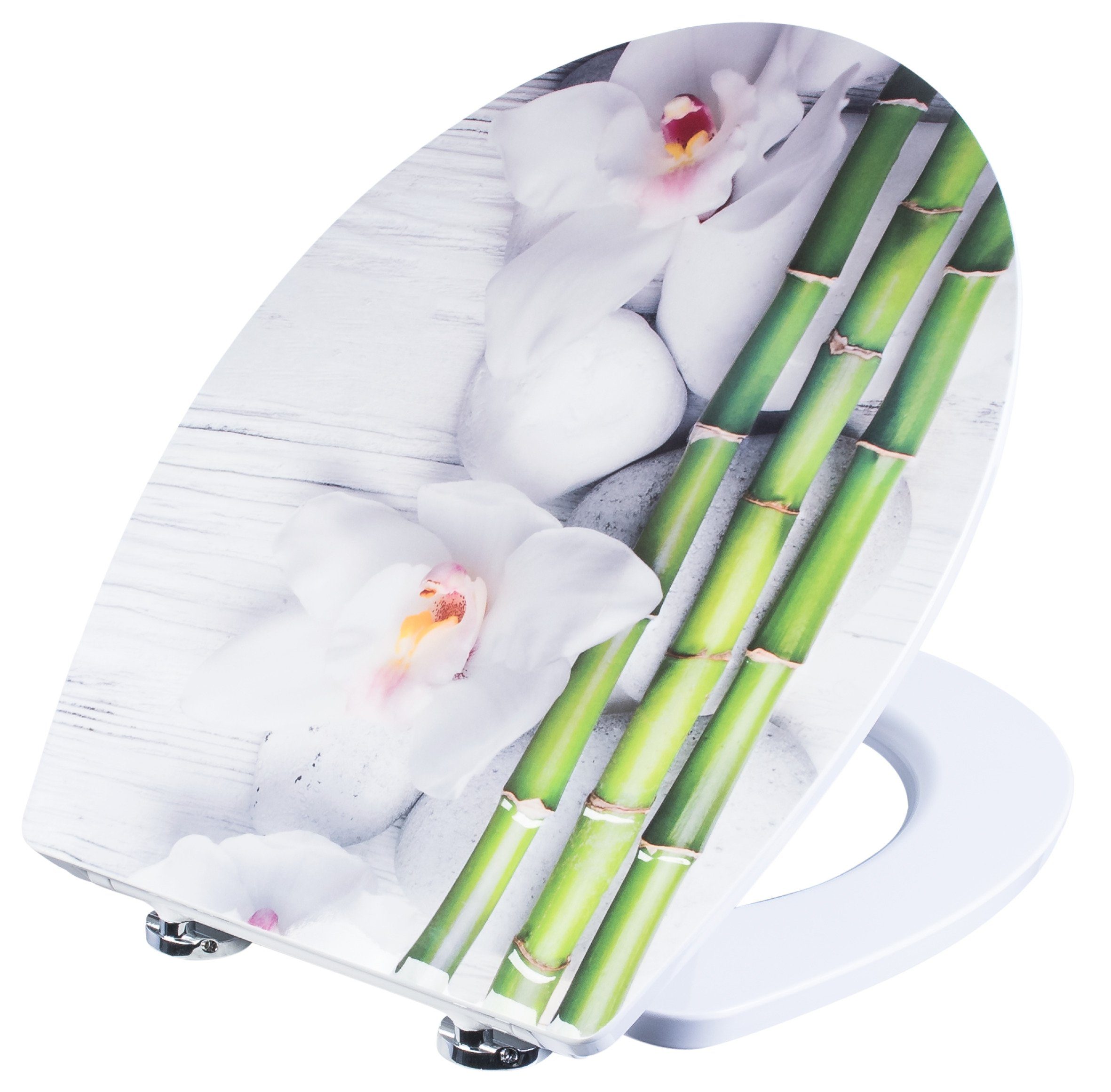 Conmetall Meister WC-Sitz WC Brille Duroplast Toilettensitz Bambus mit Absenkautomatik oval