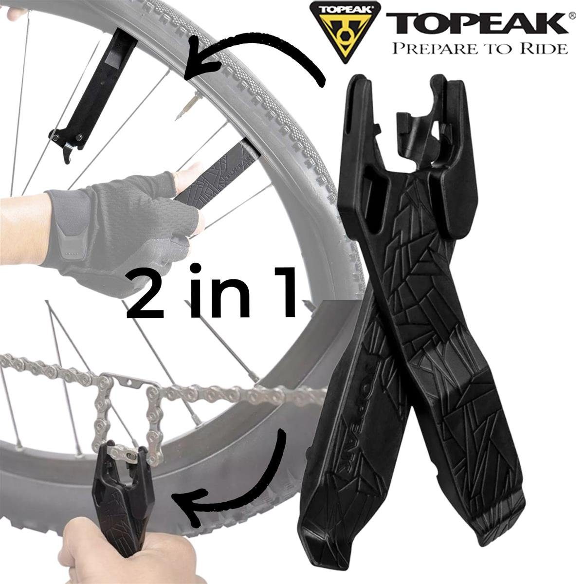 Fahrrad-Montageständer Topeak Kettenschloss Zange Lever Topeak Reifenheber tool 2in1 Power Fahrrad