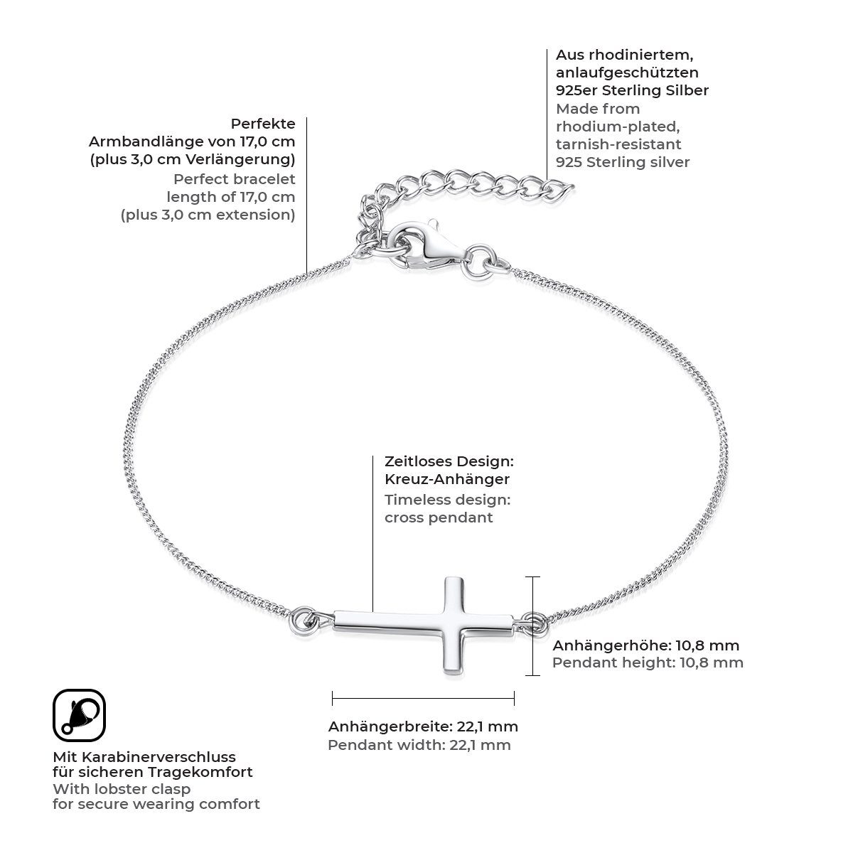 Rafaela Donata Silberarmband Silberarmband aus 925 Sterling Silber, mit Kre günstig online kaufen