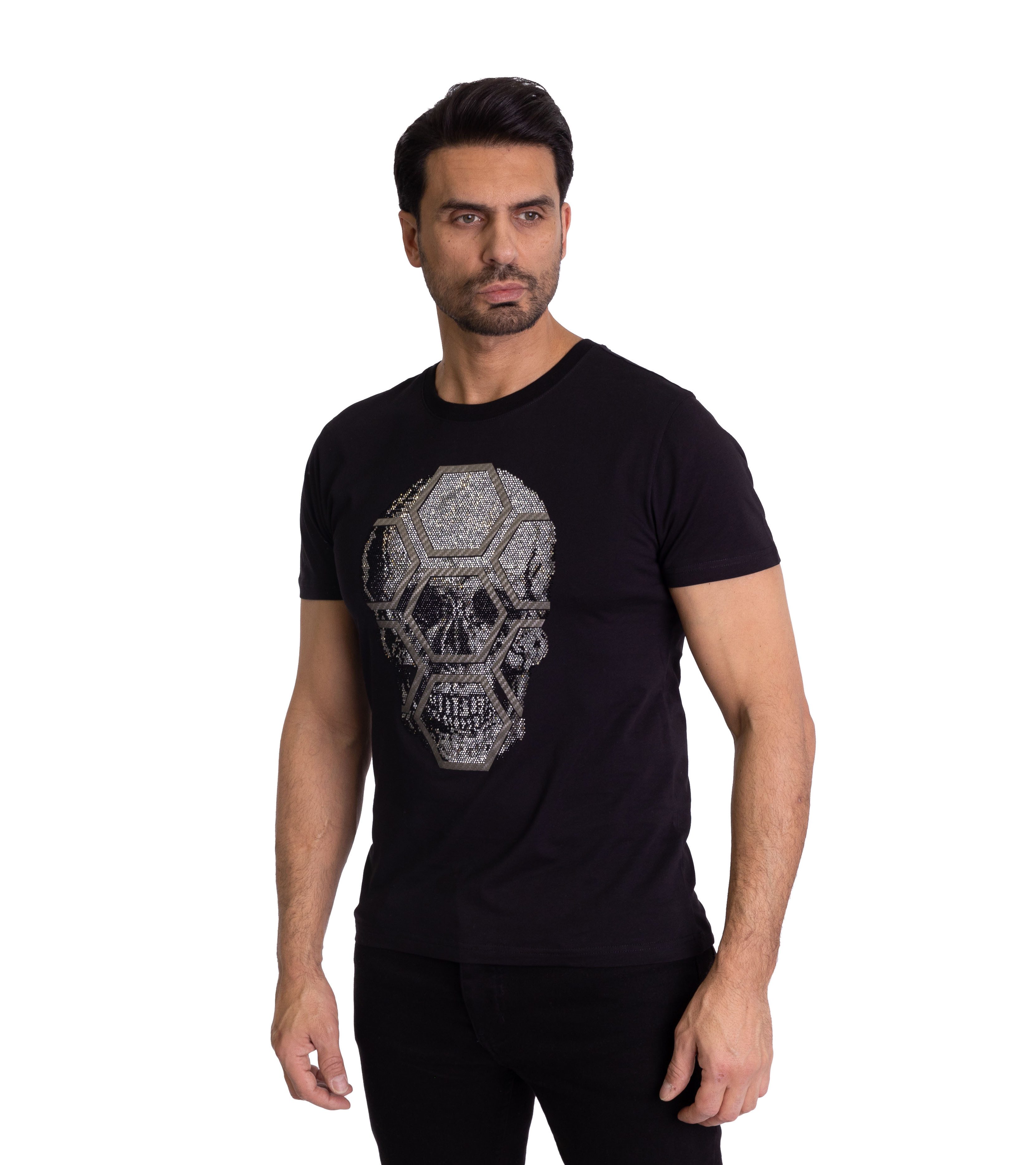 TRUENO T-Shirt Herren Strass Totenkopf T-Shirt günstig online kaufen