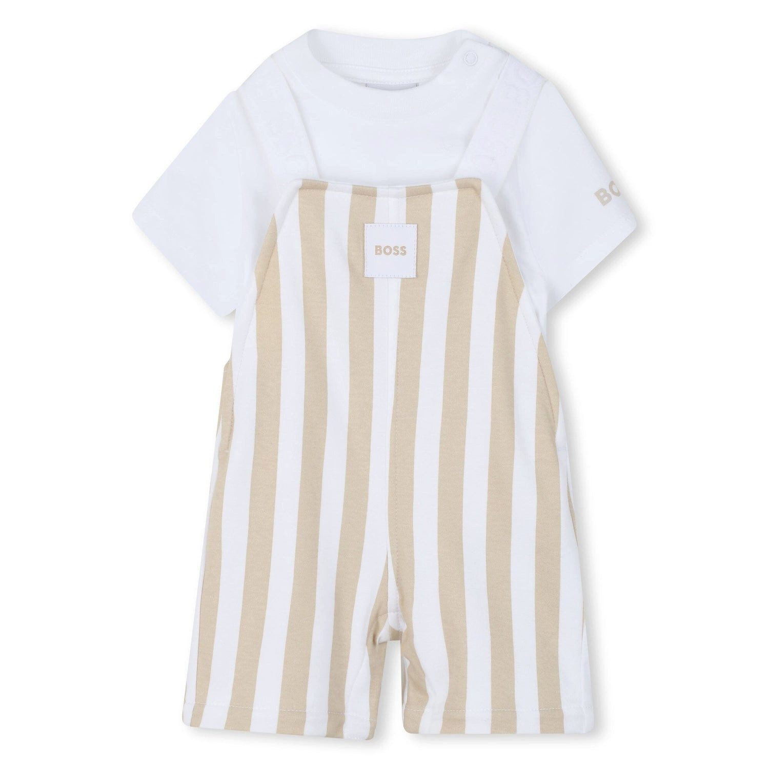 Boss Kidswear Neugeborenen-Geschenkset BOSS Baby 2-teiler Set: Overall-Shorts + T-Shirt „Beige“
