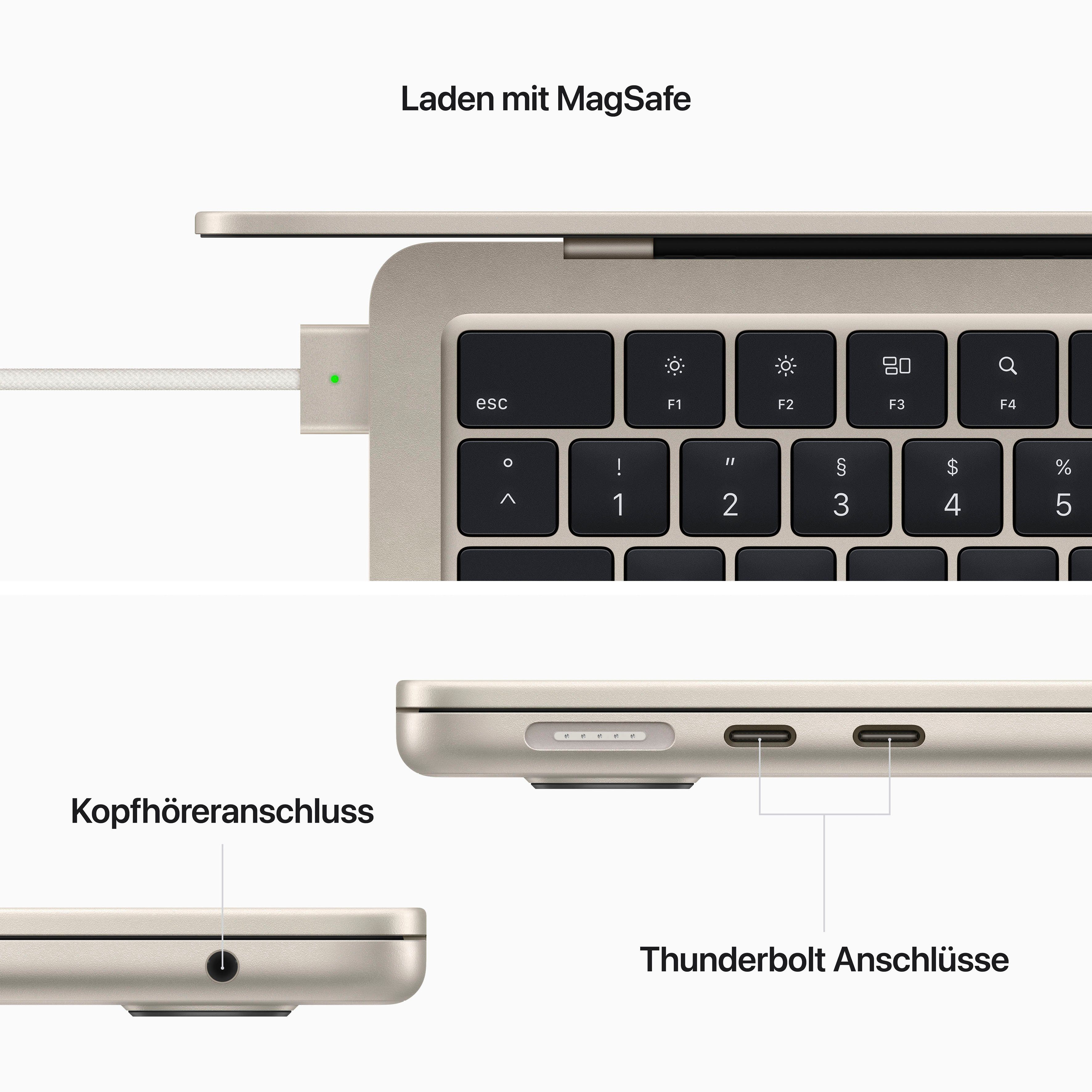 Apple MacBook Air Notebook Apple (34,46 GB Zoll, Starlight cm/13,6 8-Core M2, 512 CPU, SSD)