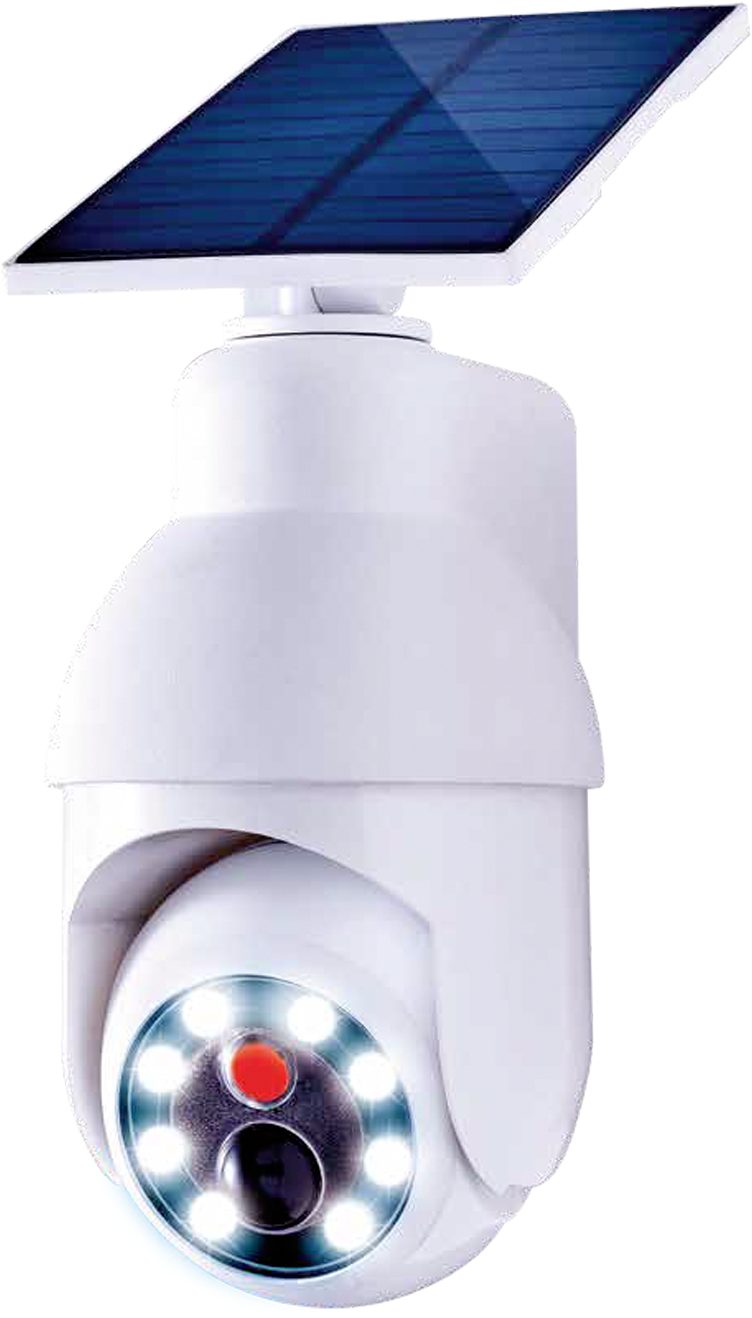 MediaShop LED Solarleuchte Panta SolarSecurity 360, Bewegungsmelder, Tageslichtsensor, LED fest integriert, Täuschend echte Kamera-Attrappe mit LED-Licht und Solar Pover