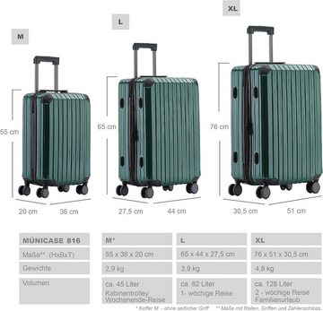 Münicase Kofferset M816 TSA-Schloss, Dehnungsfuge, Teleskopgriff, 4 Rollen, mit 4 Rollen, Hartschale, Große 76cm-Mitte 65cm-Kabinentrolley 55cm