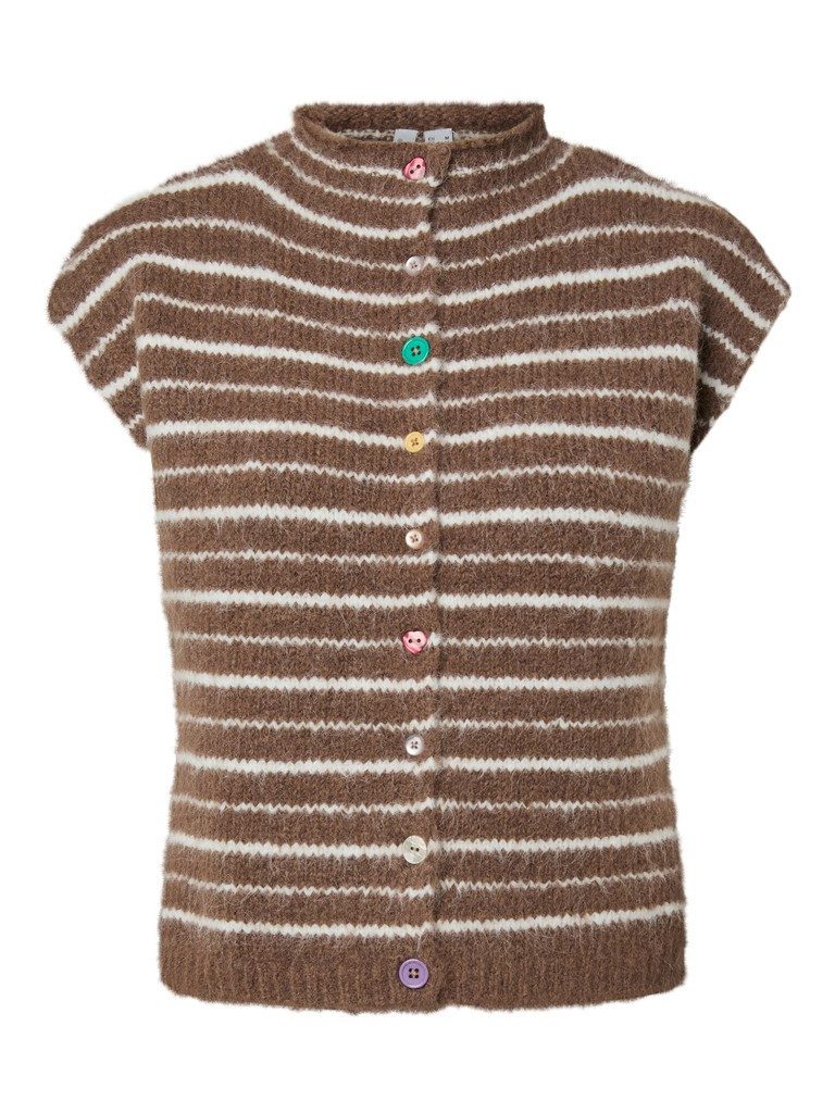 pieces Shirtweste PCASIRA SL BUTTON KNIT VEST BC