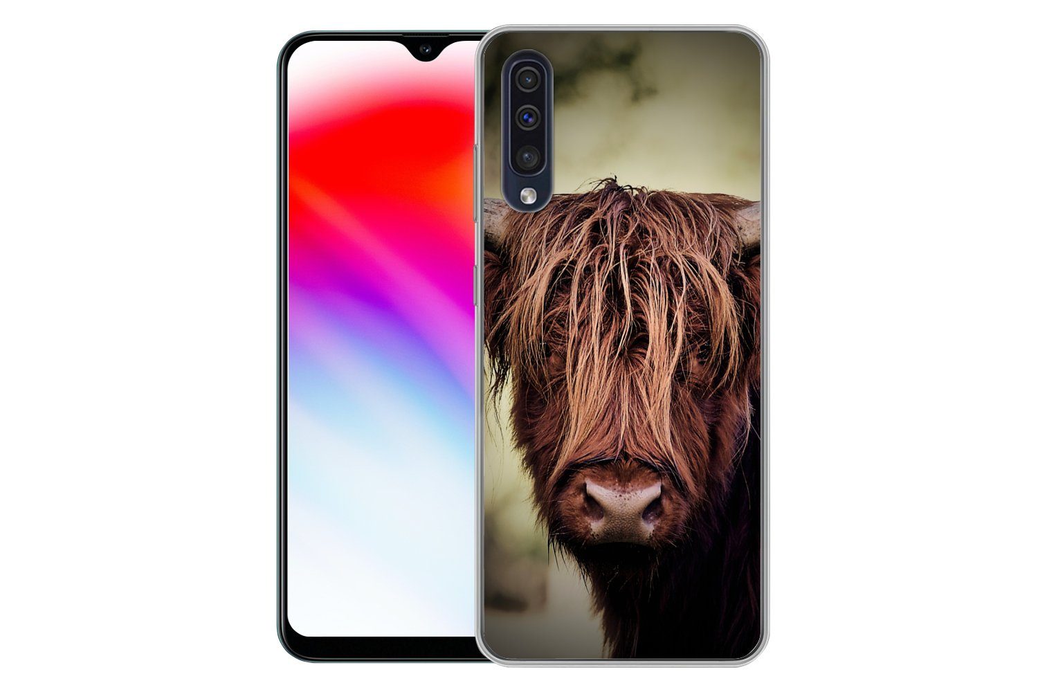 MuchoWow Handyhülle für Samsung Galaxy A30s Schottischer Hochländer - Licht - Porträt - Na, Smartphone-Bumper, Print, Handy Schutzhülle Dünn