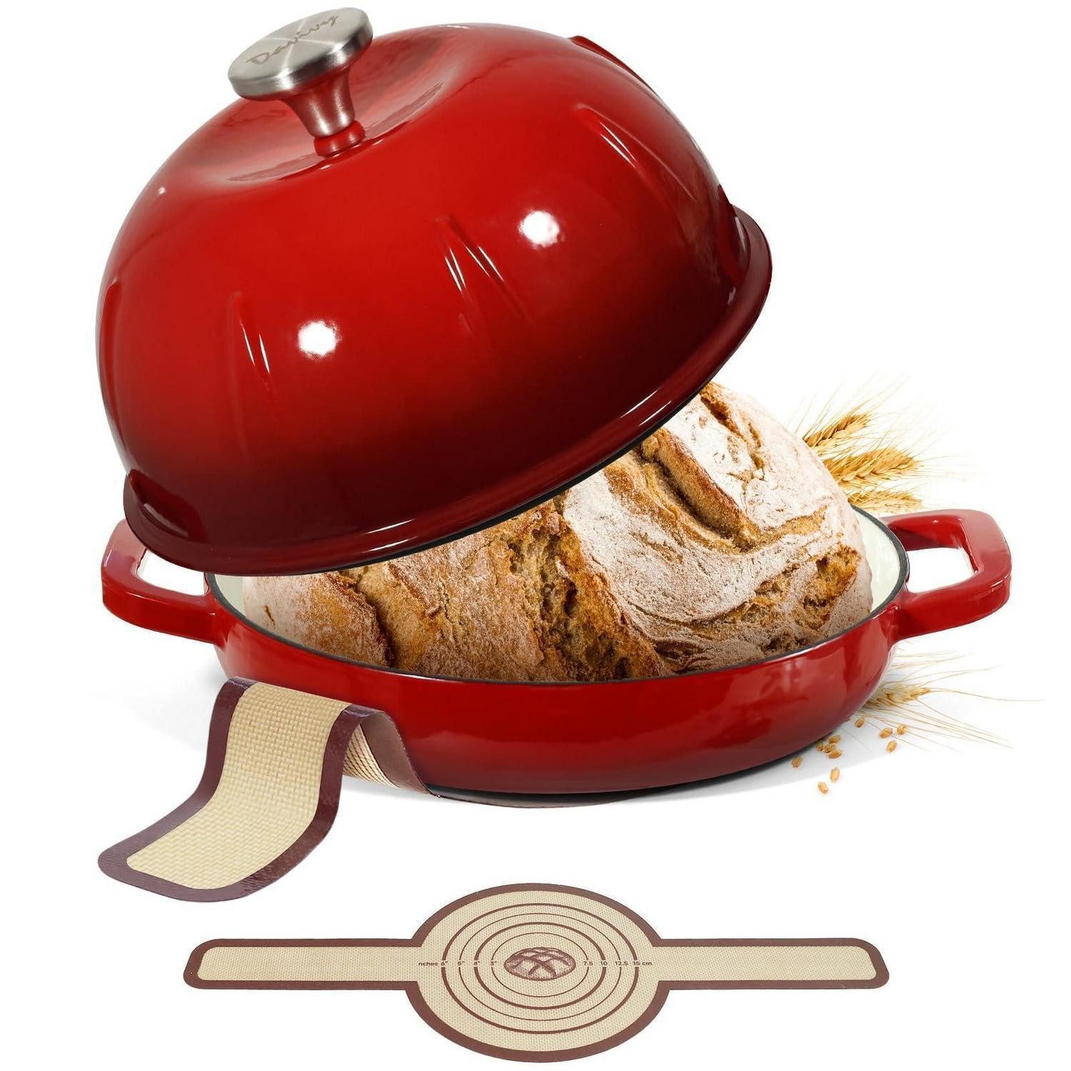 LuxusKollektion Schmortopf Gusseisen Topf Brotbacken 5,35L Kirschrot