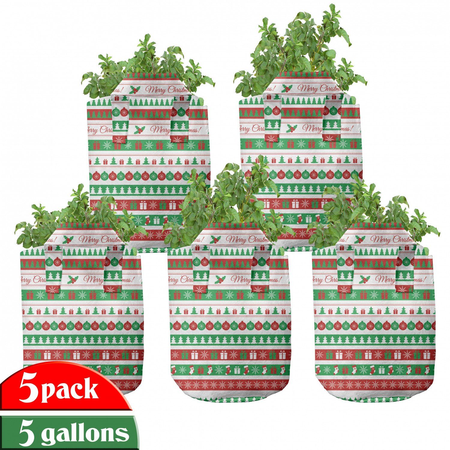 Abakuhaus Pflanzkübel hochleistungsfähig Stofftöpfe mit Griffen für Pflanzen, Weihnachten Weihnachten Wörter Ceremony