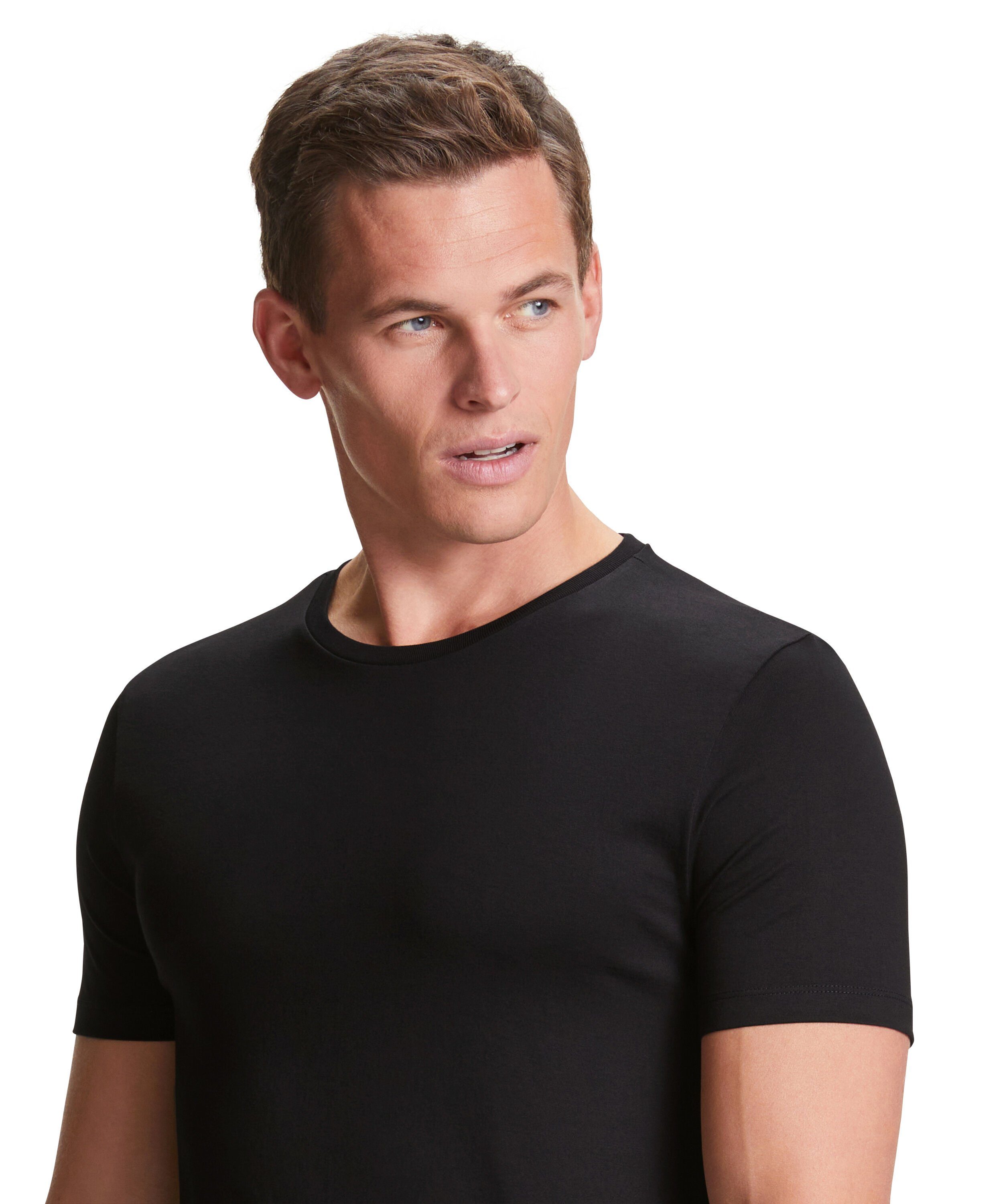 atmungsaktivem T-Shirt FALKE (3000) Material aus 2-Pack (2-tlg) black