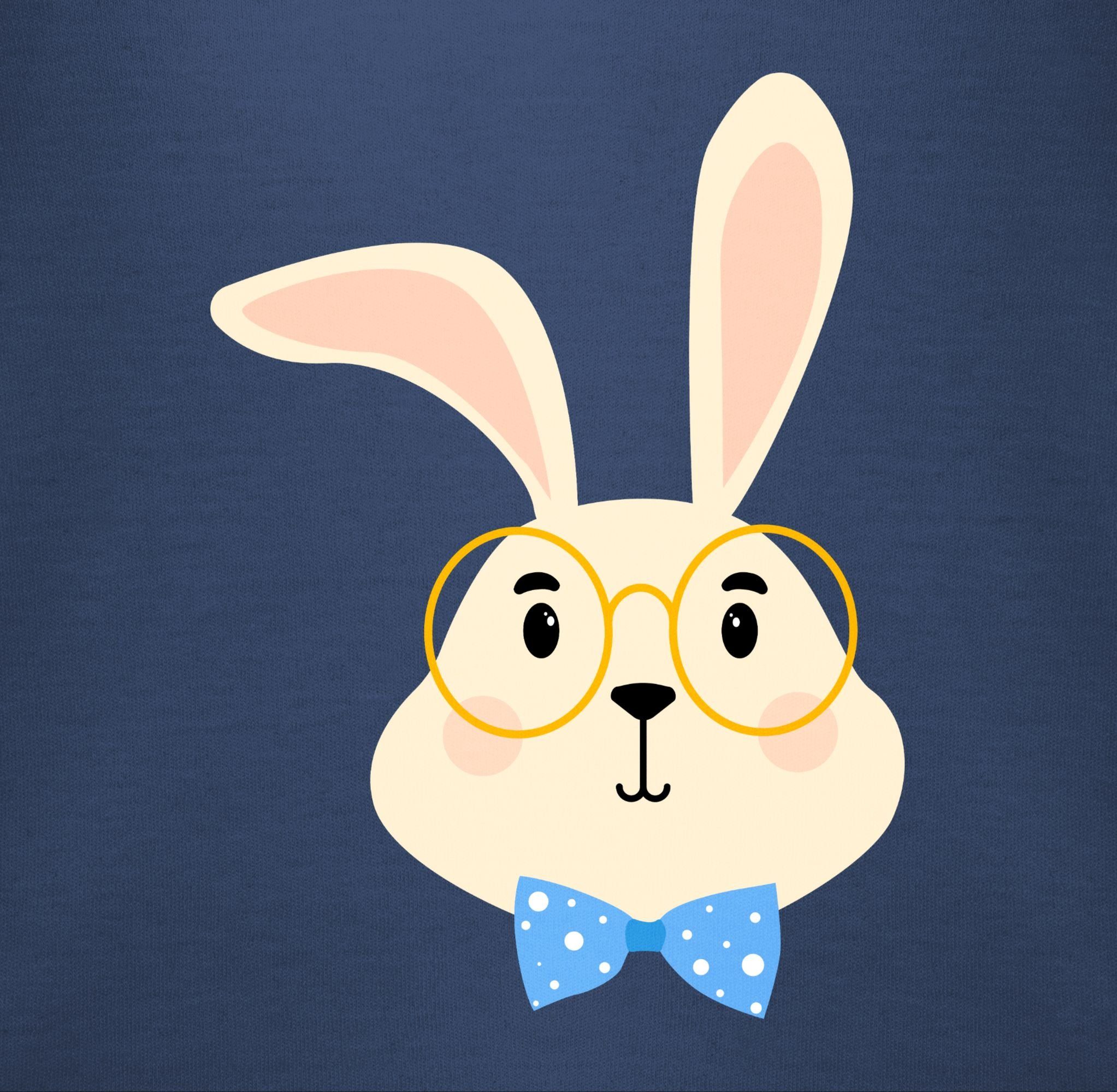Shirtracer T-Shirt Brille mit Hase Süßer Print Fliege Navy Animal 1 und Baby Blau Tiermotiv