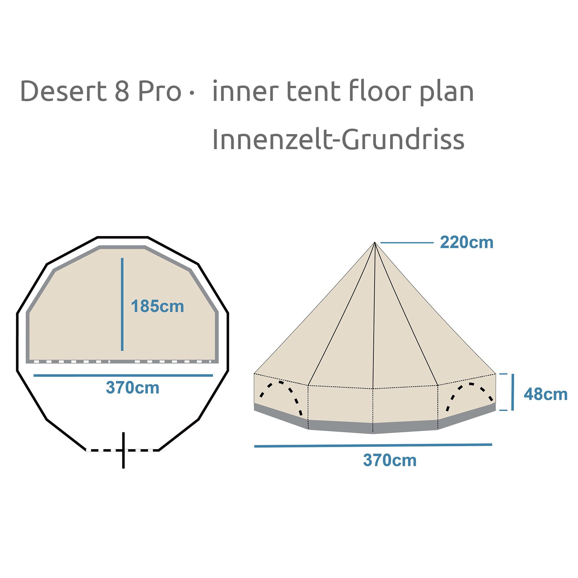 yourGEAR Tipi-Zelt yourGEAR Zelt Desert 8 Pro UV50+ Tipi Familienzelt mit Schlafkabine, Personen: 8