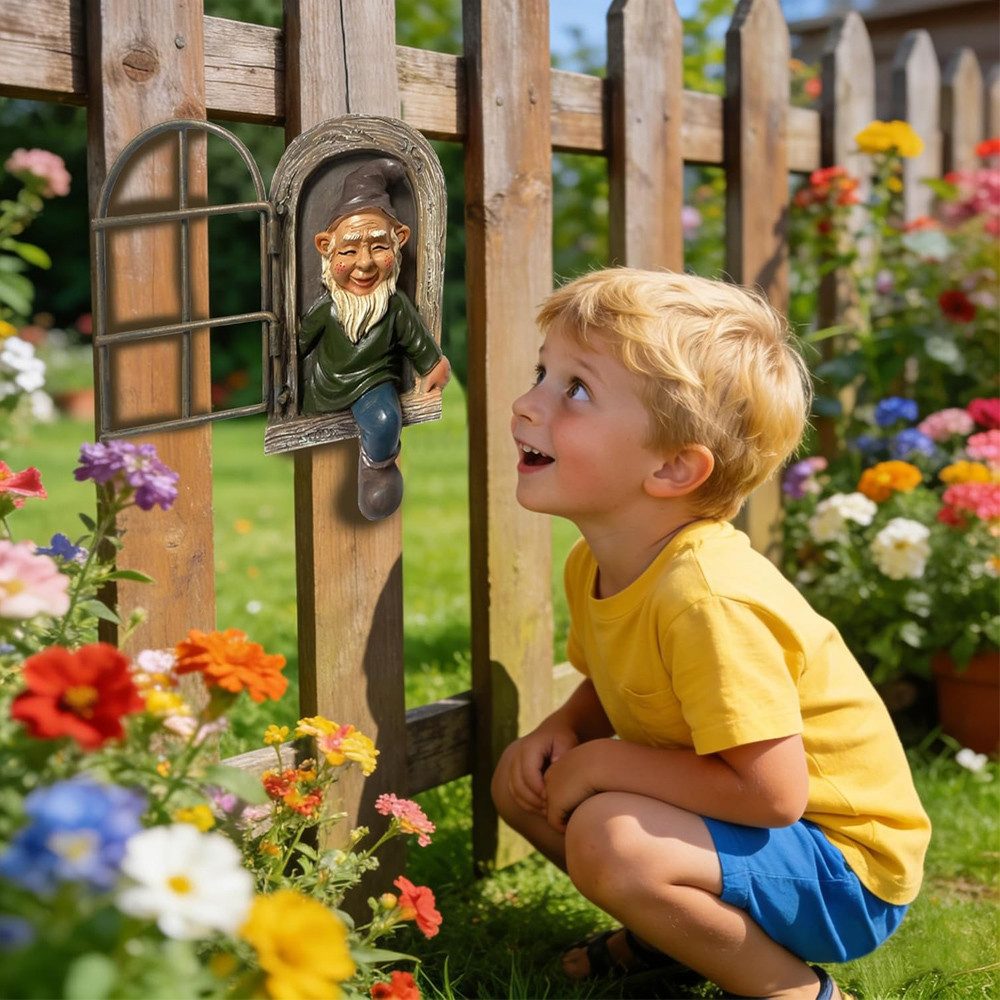 TUWENA Gartenfigur Gartenstatue Harz Zwerg Figur, Hängende Gartenzwerge Baum Dekoration