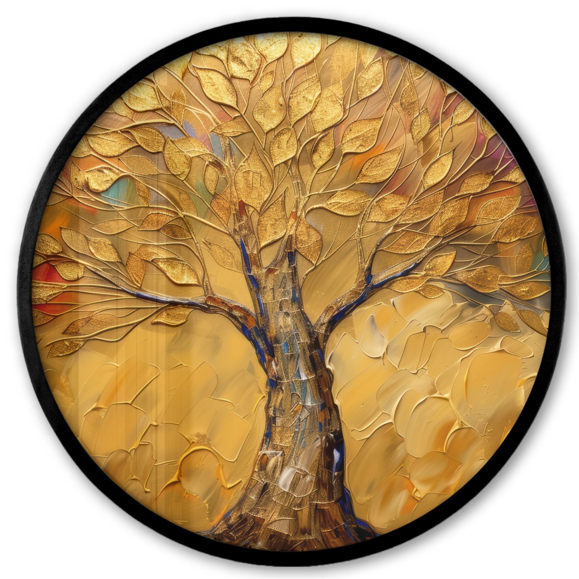 Poster Rund - Gold - Baum - Abstrakt - Modern