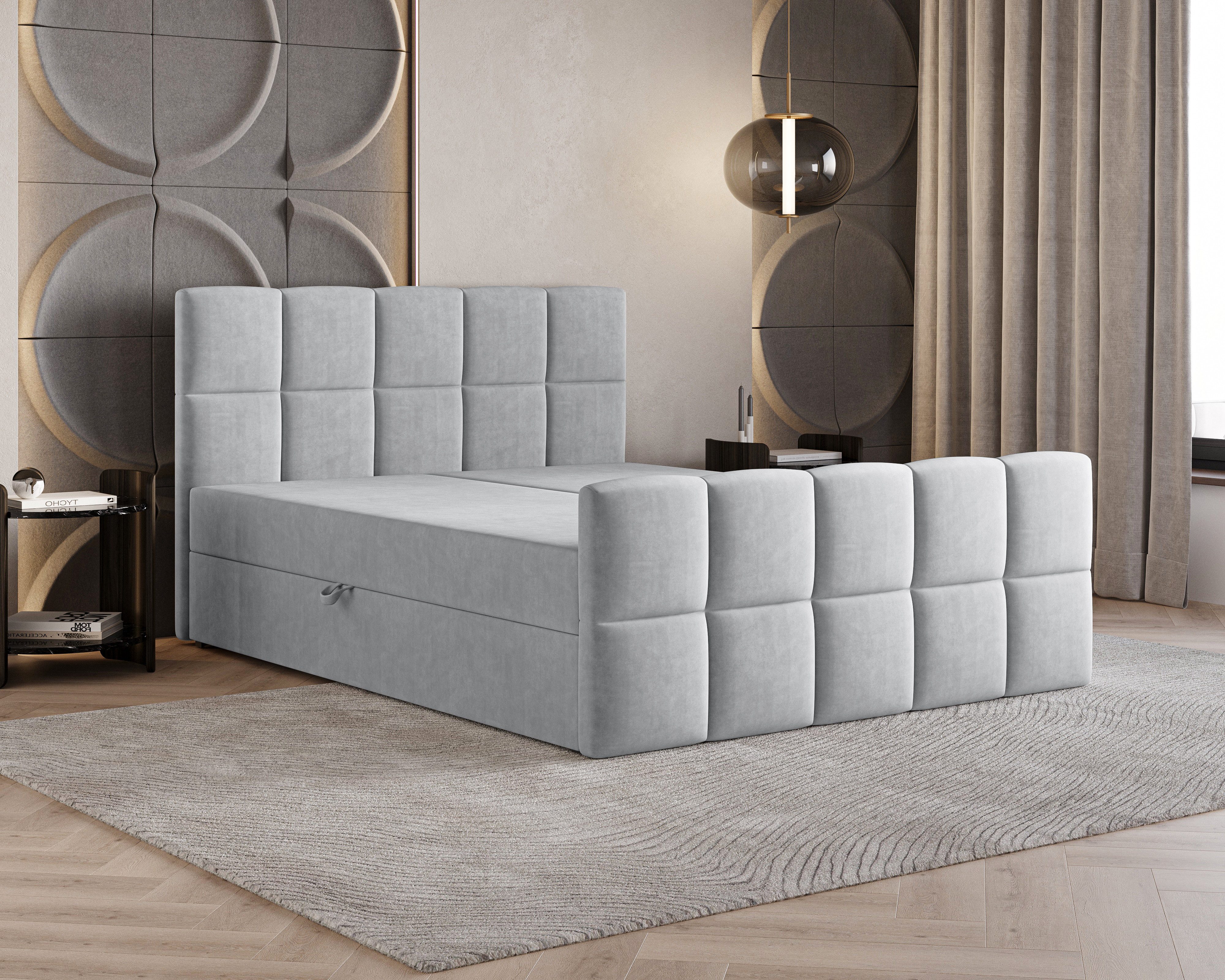 B&B Home Boxspringbett Boxbett Coriano II 180 cm 200 cm (H3 Matratze Bonellfederung, Kopfteil, Bettkasten und Topper)