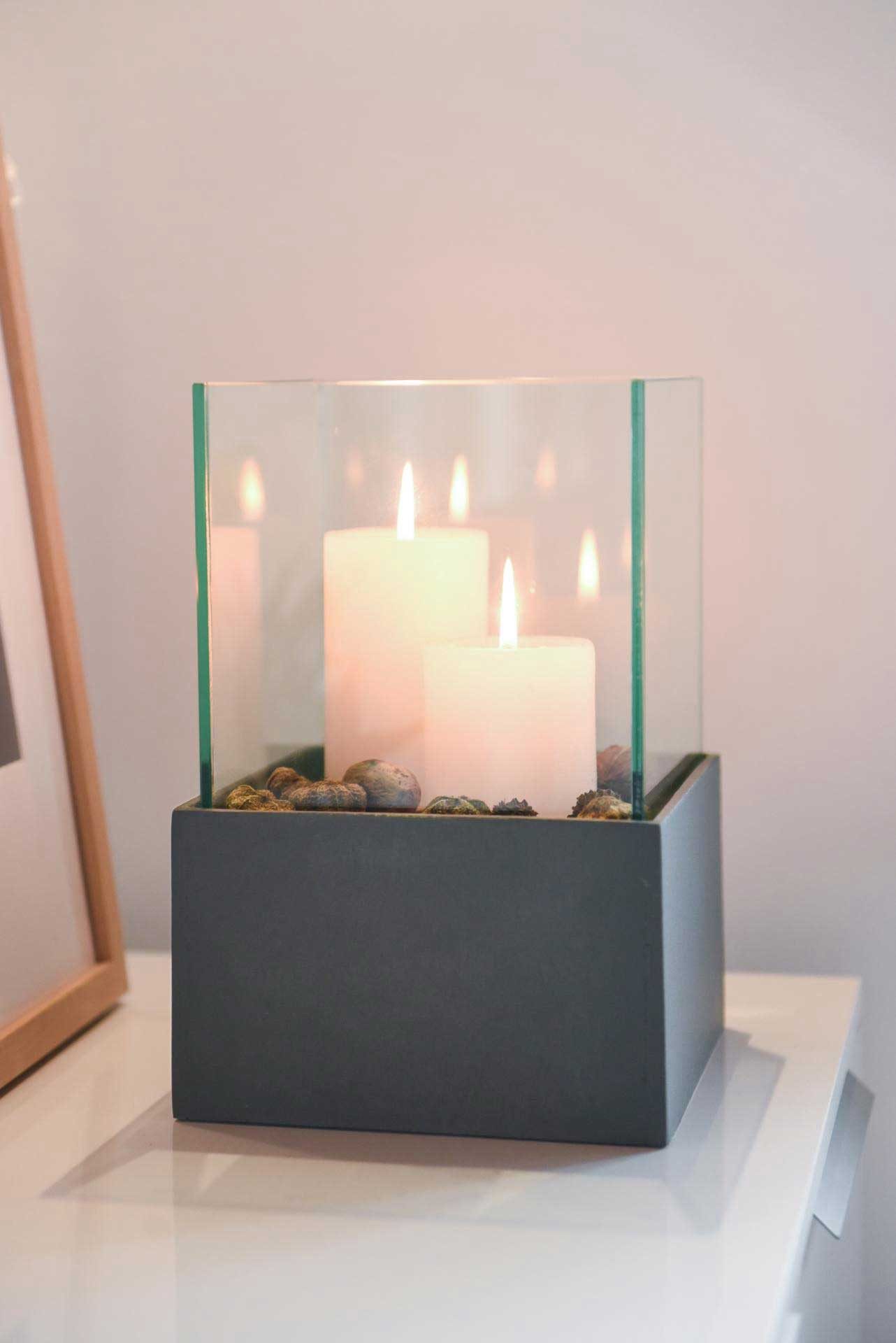 VIVANNO Windlicht Fiberglas CANDELITA - Anthrazit günstig online kaufen